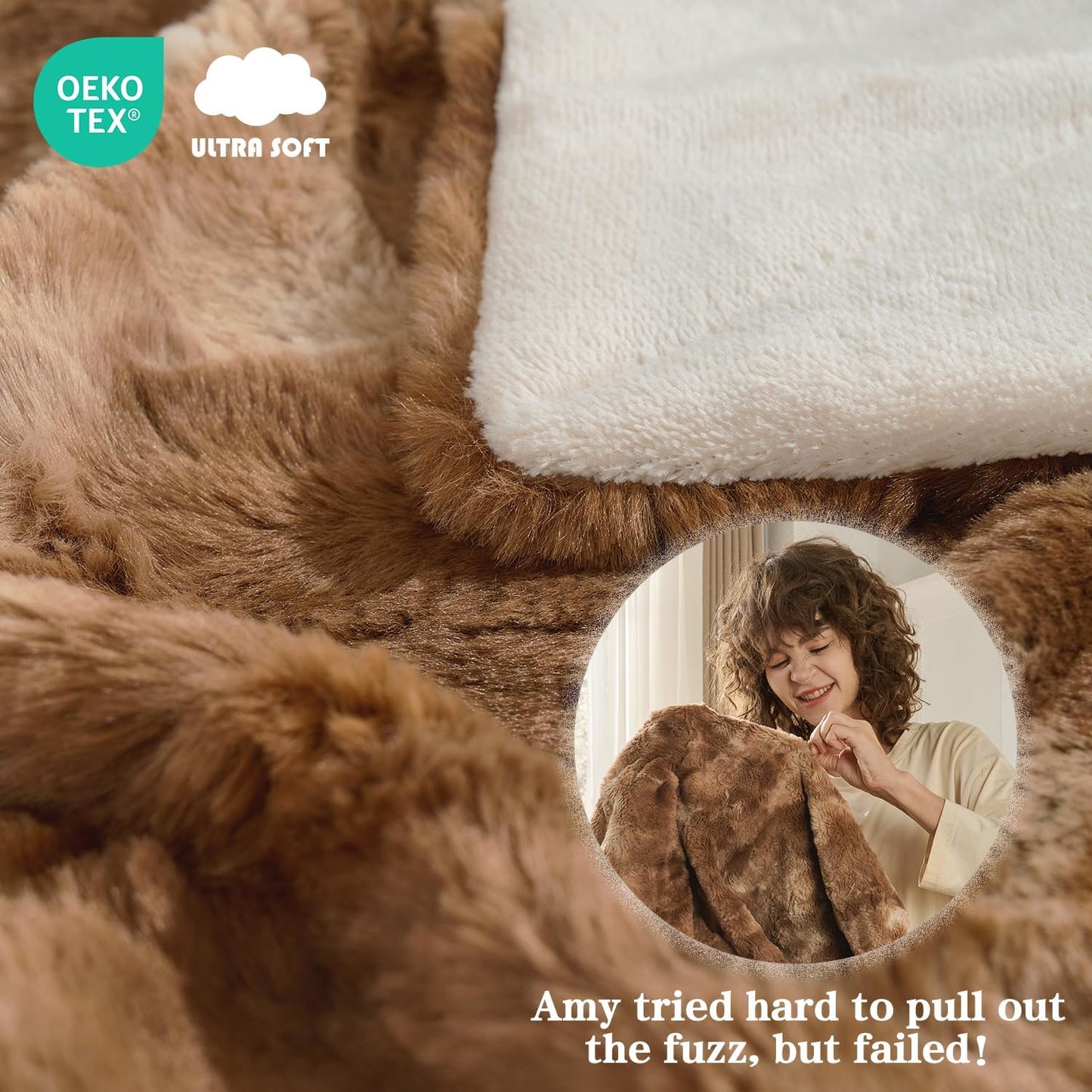 Krifey Faux Fur Throw Blanket for Couch Bed, 3D Marble Texture Soft Throws, Cozy Fuzzy Plush Thick Warm Blanket, Faux Rabbit Fleece, Christmas Birthday Gifts for Men Dad, Tie Dye Brown, 60x80in