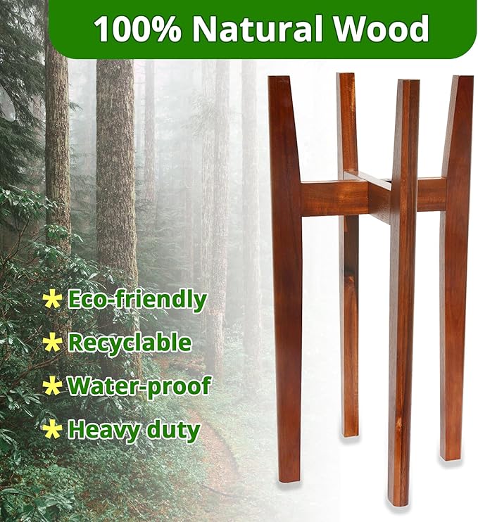 24" Tall Plant Stand ,Wooden Tall Plant Stands Indoor, Mid Century Plant Corner Flower Holder Outtdoor Suitable for Plant Pots & Water Dispenser Under 10" (Pot & Plant Not Included)