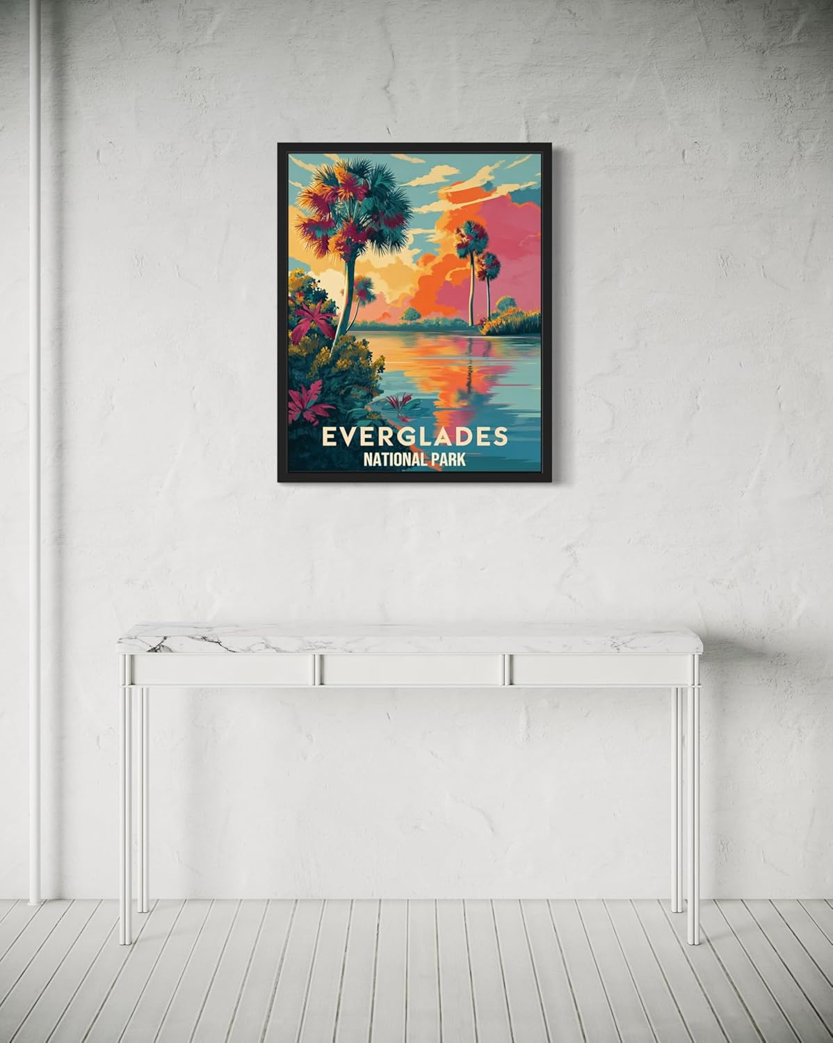 Everglades National Park Art Print Poster, Vintage Retro Pop Art Travel Wall Art Bedroom Bathroom Living Room Decor 185 (Everglades, 11 x 14 inches, Black Frame)