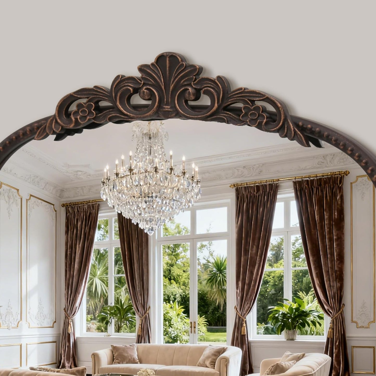 Micasso Bronze Full Length Mirror: 56''x21'' Traditional Ornate Vintage Floor Mirror - Baroque Antique Long Mirrors for Wall/Dressing Room/Bedroom/Entryway/Hallway - Home Decor for Living Room