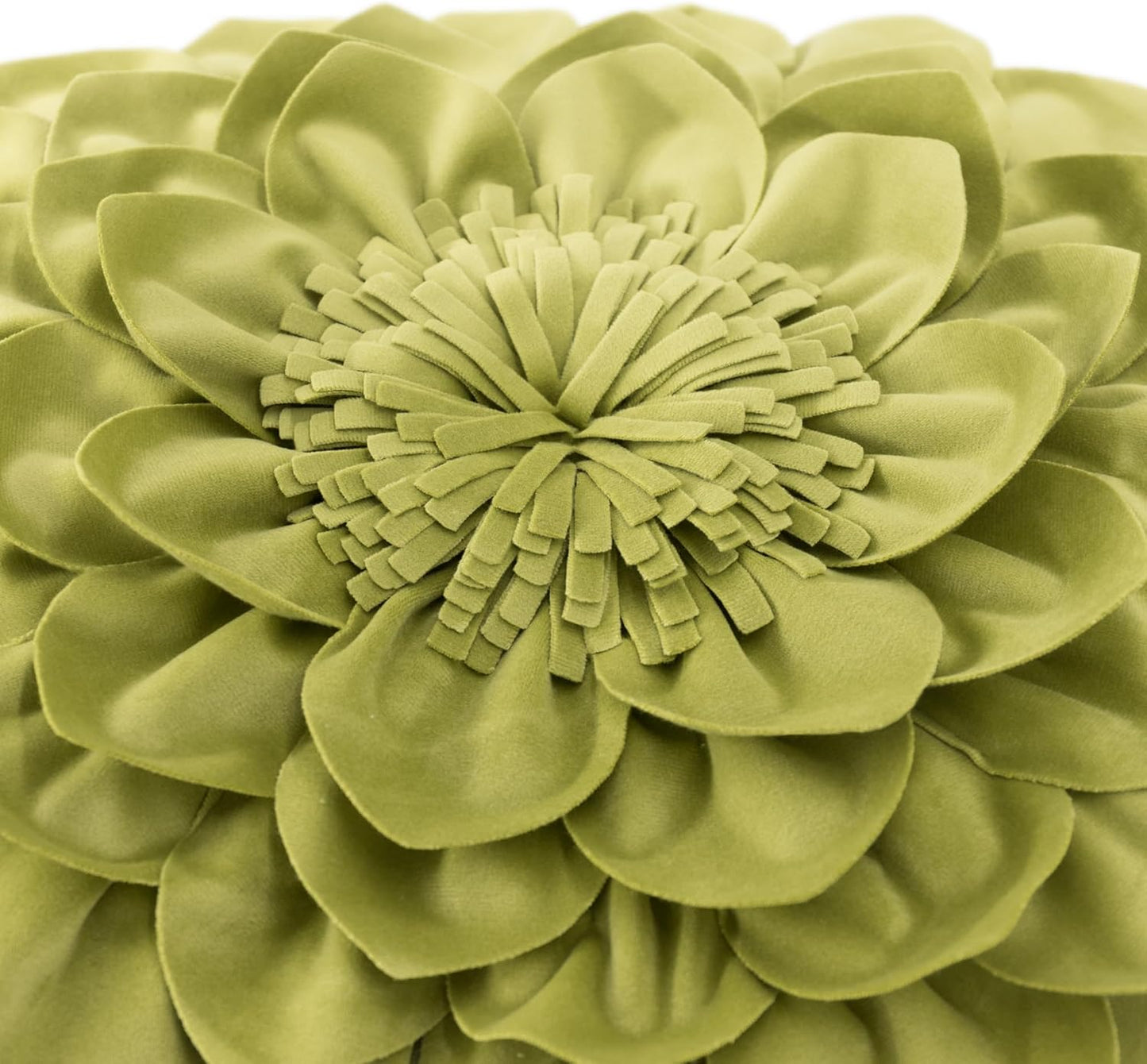 Decorative 3D Flower Throw Pillow Covers Handmade Pillowcases for Sofa Bed Home Room Decor 18 x 18 Inch Green