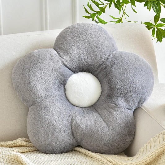Flower Pillows, Soft Flower Shaped Pillow with Home Decorative for Couch Chair Bed,Flower Floor Throw Pillows for Adults Bedroom Living Room (Grey, 19.6 Inches)
