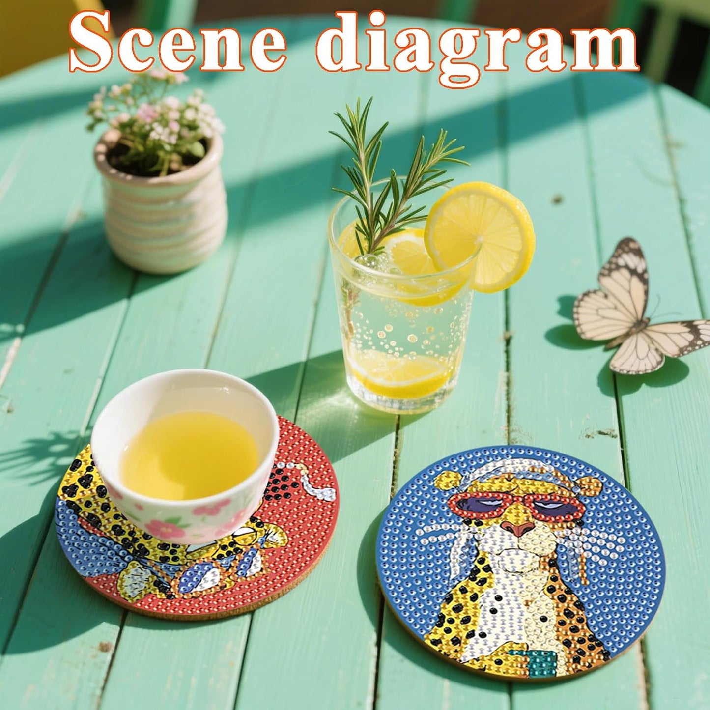 DOTSOPS Cat Diamond Painting Coaster with Holder 5D Diamond Art Kits for Adults 6Pack Round Full Drill Beginners Gem Dots Craft Arts Supplies Party Home Decor 6Pack Animal Style