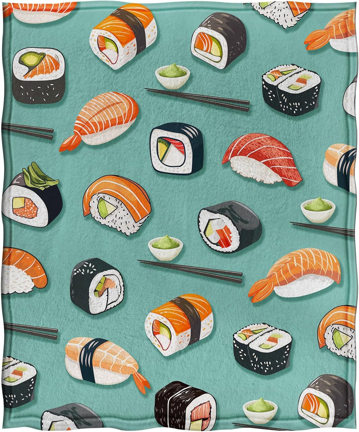 Jekeno Sushi Food Blanket Gifts for Women Kids Girls Boys Mom Wife Men Birthday Christmas Halloween Easter Presents Home Bedroom Living Room Bed Sofa Decor Plush Throw 50"x60"