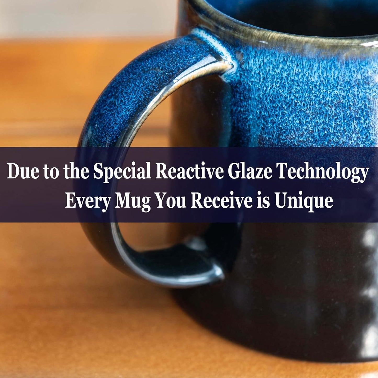 Large Ceramic Coffee Mugs, Handmade Pottery Mug, Tea Cups with Handle for Office and Home, 16 oz, Dishwasher and Microwave Safe (Sky Blue)