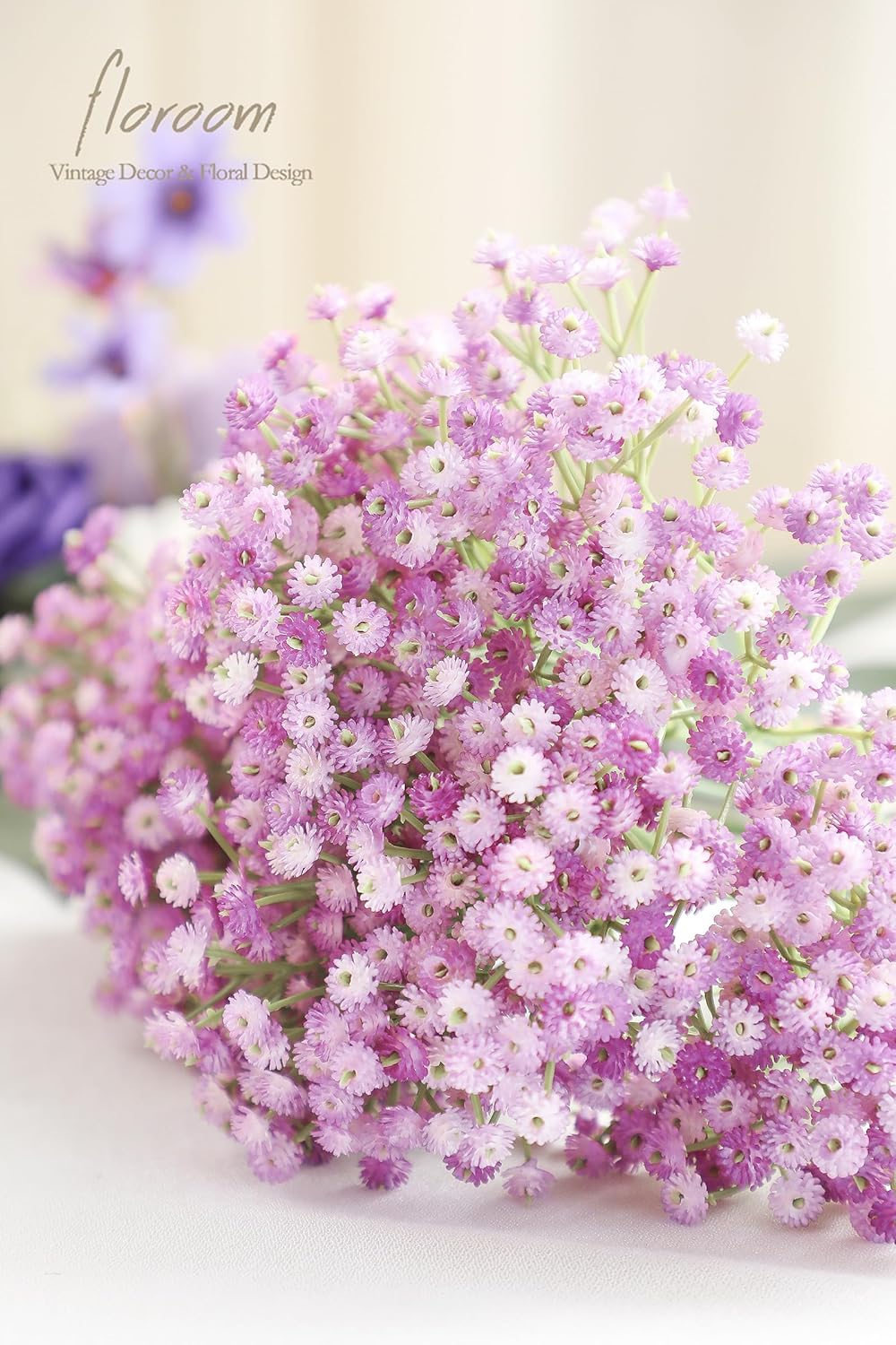 Floroom 18pcs Artificial Babys Breath Gypsophila Greenery Sprays, Real Touch Lavender Lilac Purple Fake Flowers for Wedding Bouquets Centerpieces Floral Arrangements and Decorations