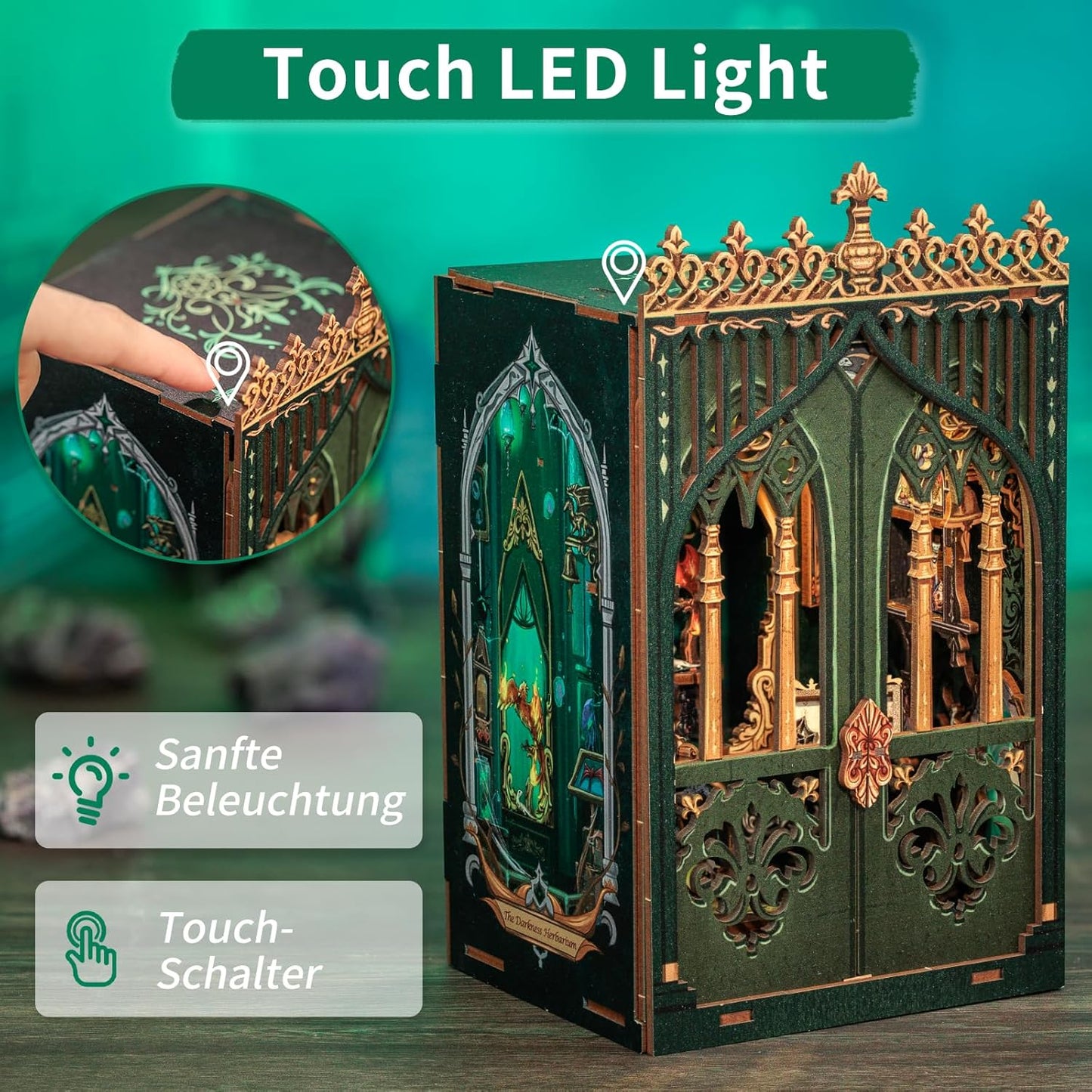 Cutefun Book Nook Kit, DIY Miniature House Kit for Beginners, Book Nook Kits for Adults, Wooden Dollhouse for Bookshelf Decor, Gifts for Family and Friends (The Darkness Herbarium)