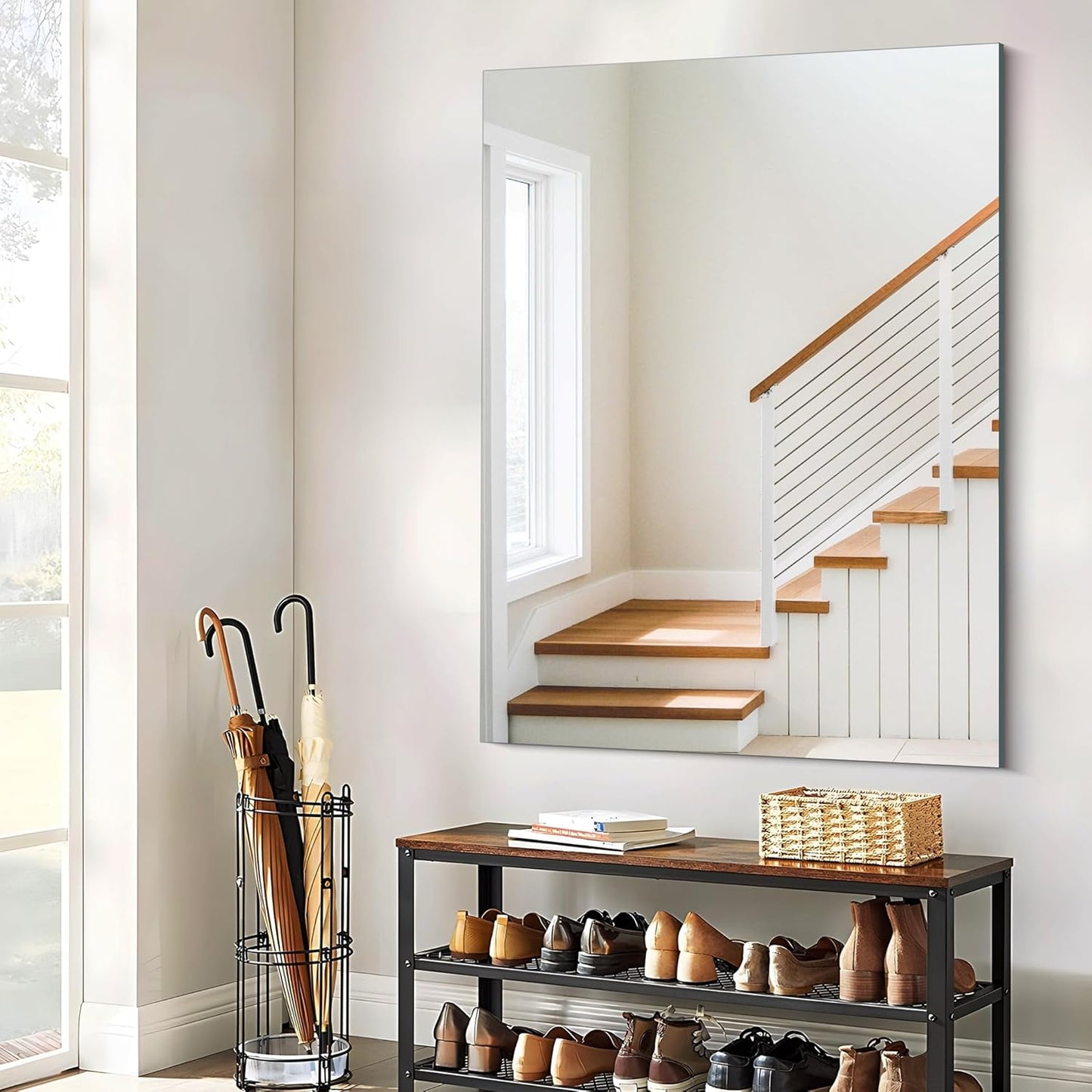 Frameless Rectangle Mirror, 36x48 Inch Large Bathroom Mirrors for Wall Over Sink, Upgraded Shatterproof Vanity Mirror with Polished Edge for Bathroom,Bedroom,Living Room and Entryway