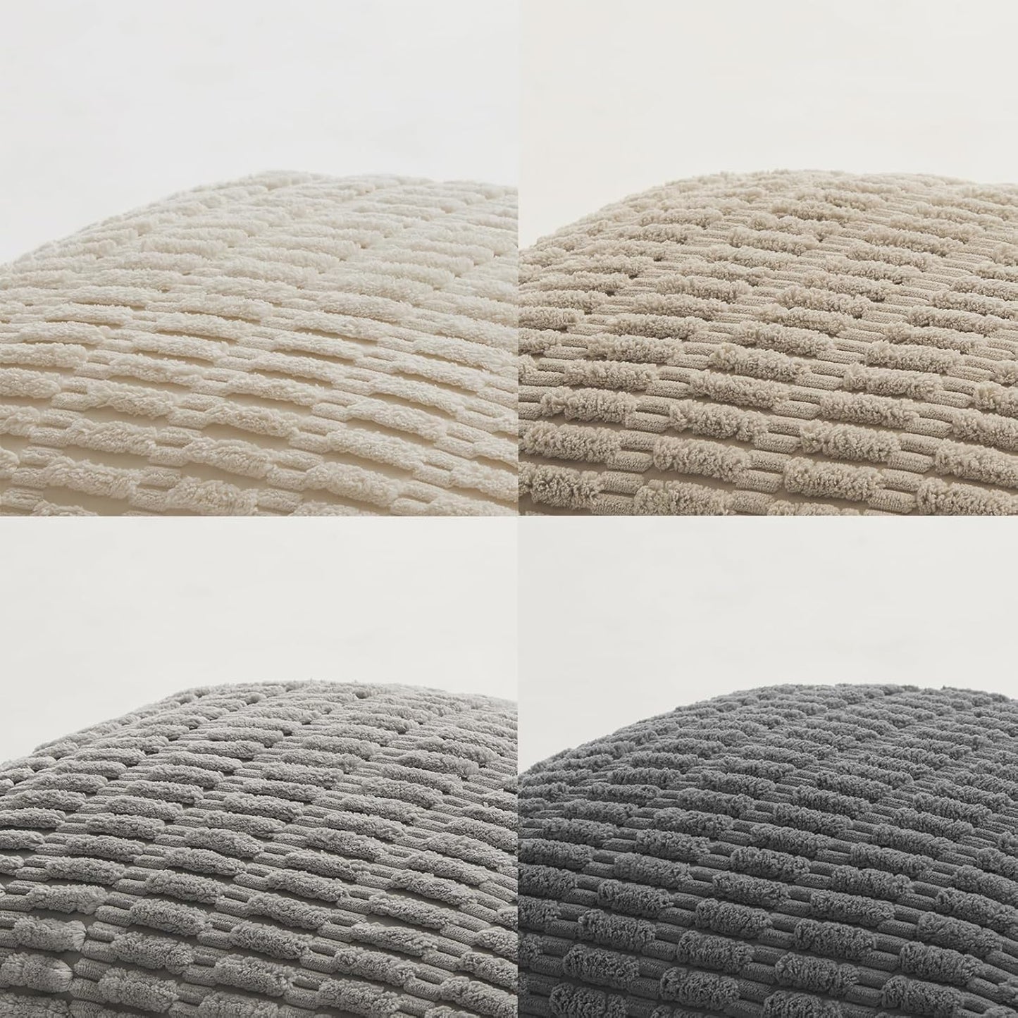 Fancy Homi Set of 4 Grey and White Boho Decorative Throw Pillow Covers 22x22 Inch for Couch Bed Sofa, Aesthetic Modern Bohemian Room Decor, Soft Fuzzy Cozy Corduroy Textured Cushion Case 55x55cm