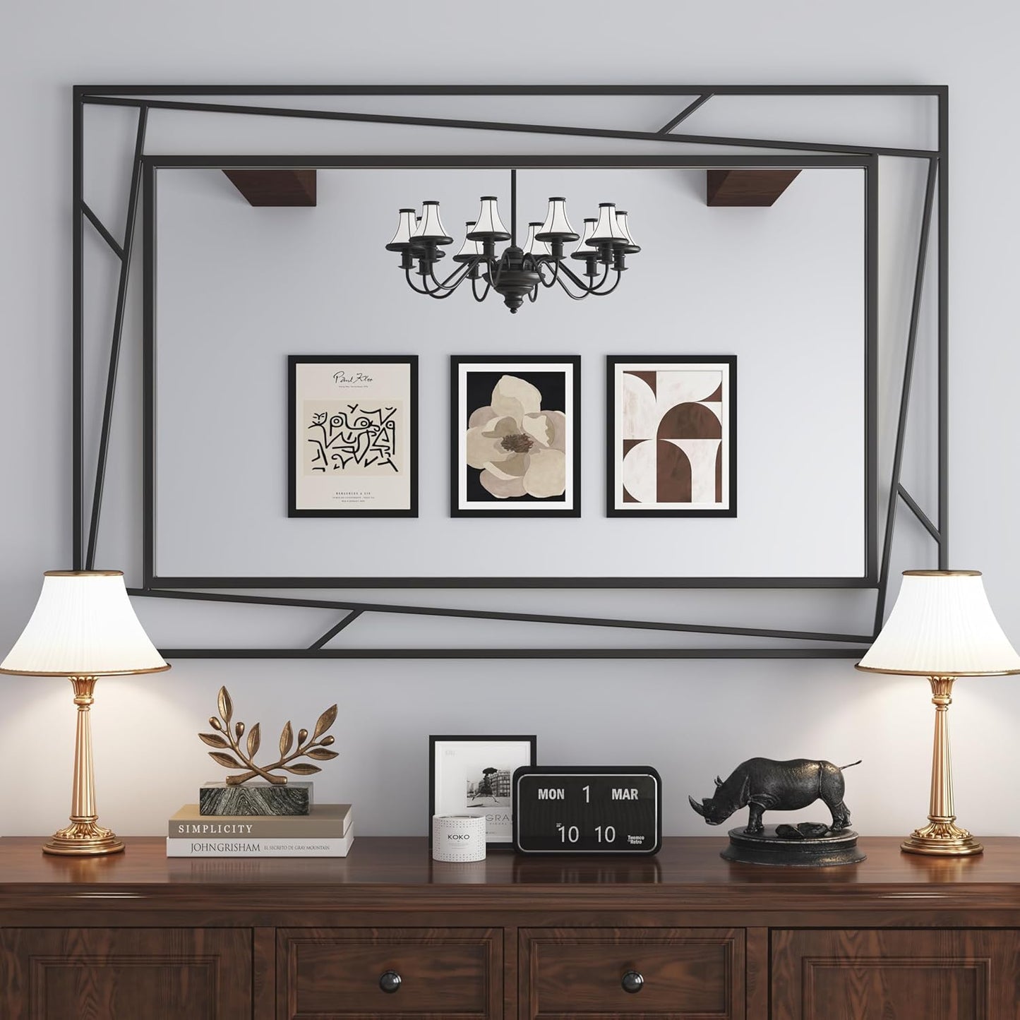 Black Mirror 48'' x 24'' Vanity Mirrors for Wall Decor Matte Black Bathroom Mirrors, Tempered Glass, Modern Farmhouse Wall Mounted Mirror for Decorative(Horizontal/Vertical)