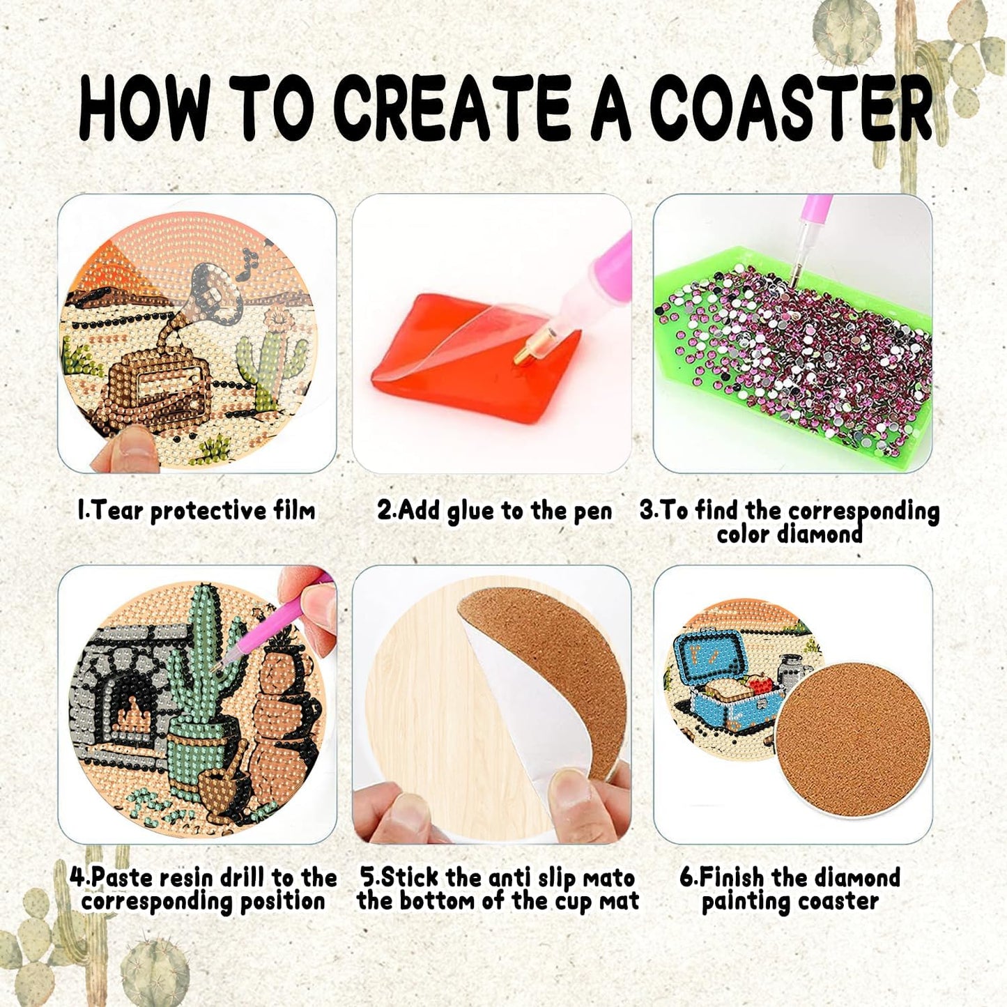 DOZEEZOP 8 PCS Landscape Diamond Art Coasters Kit, Abstract 5D Diamond Painting Coasters with Holder, Fall Small Diamond Art Kits for Adults Beginners, Diamond Dots Arts and Crafts Supplies