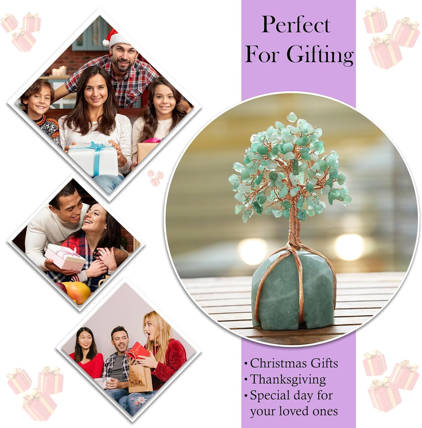 Green Aventurine Crystal Tree with Green Aventurine Stone Base Tree of Life Decor for Bedroom, Birthday Gifts for Women, Sister Gift, Birthday Gifts for Mom, Cute Home Decor Housewarming Present