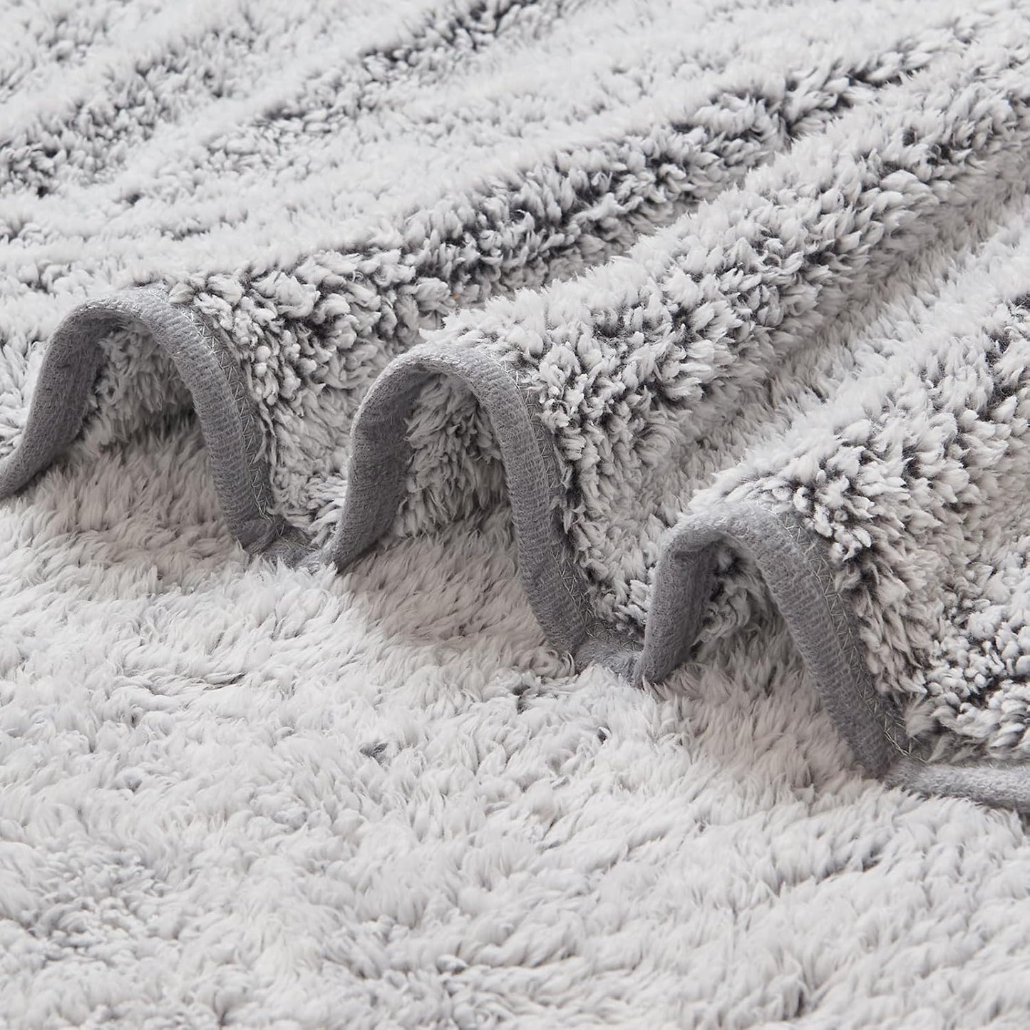 EMME Soft Sherpa Fleece Blanket Reversible Plush Fluffy Large Blanket, Light Weight Warm Decorative Boho Blanket Cover for Sofa, Couch, Bedroom,Travel(Plush Grey,60"x80")