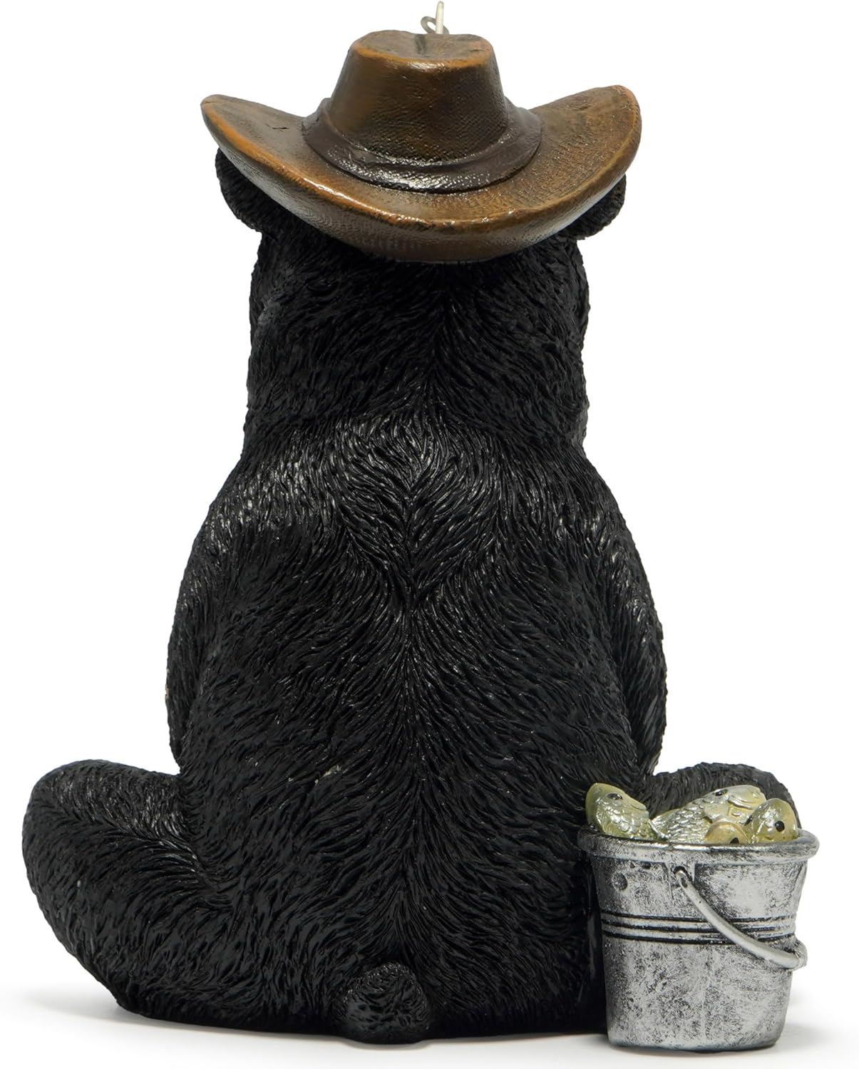 Hodao Black Bear Fishing Figurines Decoration Summer Bear Crafts for Home Office Desk Decor Statue for Tabletop Shelf Decoration Ornament Gifts Decor for Beach Fishing Lovers (Black)