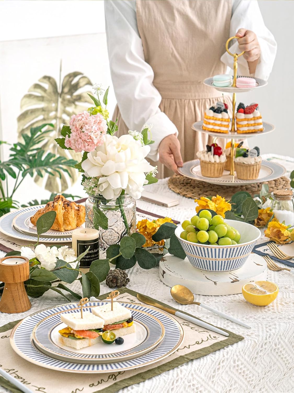 CwlwGO-Bone China Cups & Saucers Set of 2 (7 oz) with Gold Spoon and Gifts Box, White Tea Cups Sets,Cappuccino Cups,Ceramic British Coffee Cup Set.