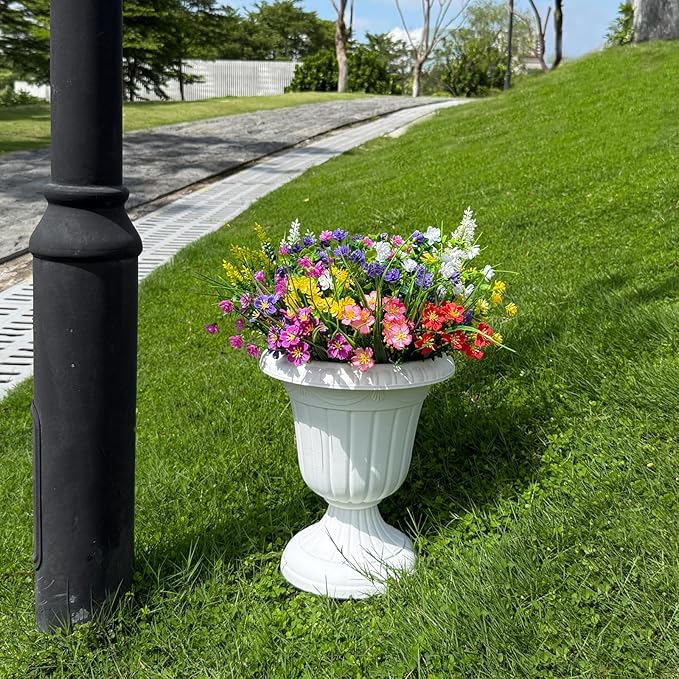 16 Bundles Artificial Flowers for Outdoor,No Fade UV Resistant Fake Flowers,Faux Plants for Outside Hanging Planters,Artificial Plants for Indoor Porch Garden Home Wedding Decor(Multi Color)