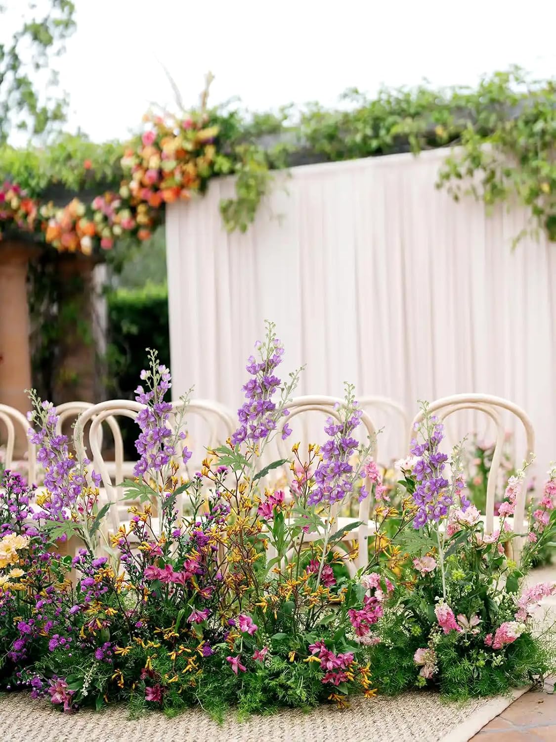 IPOPU 33" Fake Delphinium Flowers 5 pcs Long Stem Delphinium Flowers Larkspur Artifical Flowers Purple Realistic Silk Flowers for Tall Vase Home Wedding Party Decor (Purple)