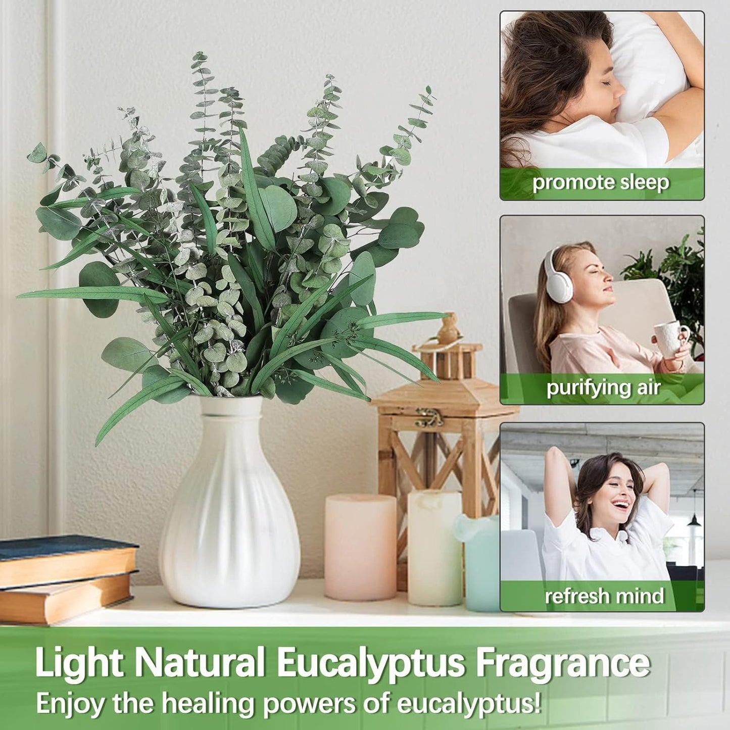 Eucalyptus Stems Mixed Dried Eucalyptus Bundle 15PCS Natural Eucalyptus Stems Greenery Plant for Wedding Bouquet Shower Hanging Home Spring Decoration