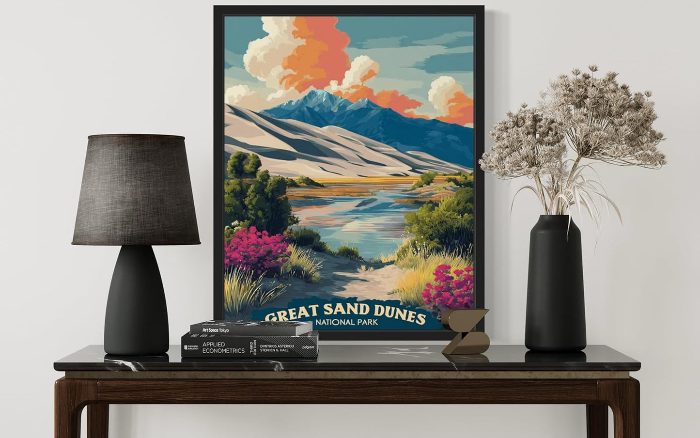 Great Sand Dunes National Park Art Print Poster, Vintage Retro Pop Art Travel Wall Art Bedroom Bathroom Living Room Decor 185 (Great Sand Dunes, 11 x 14 inches, Black Frame)