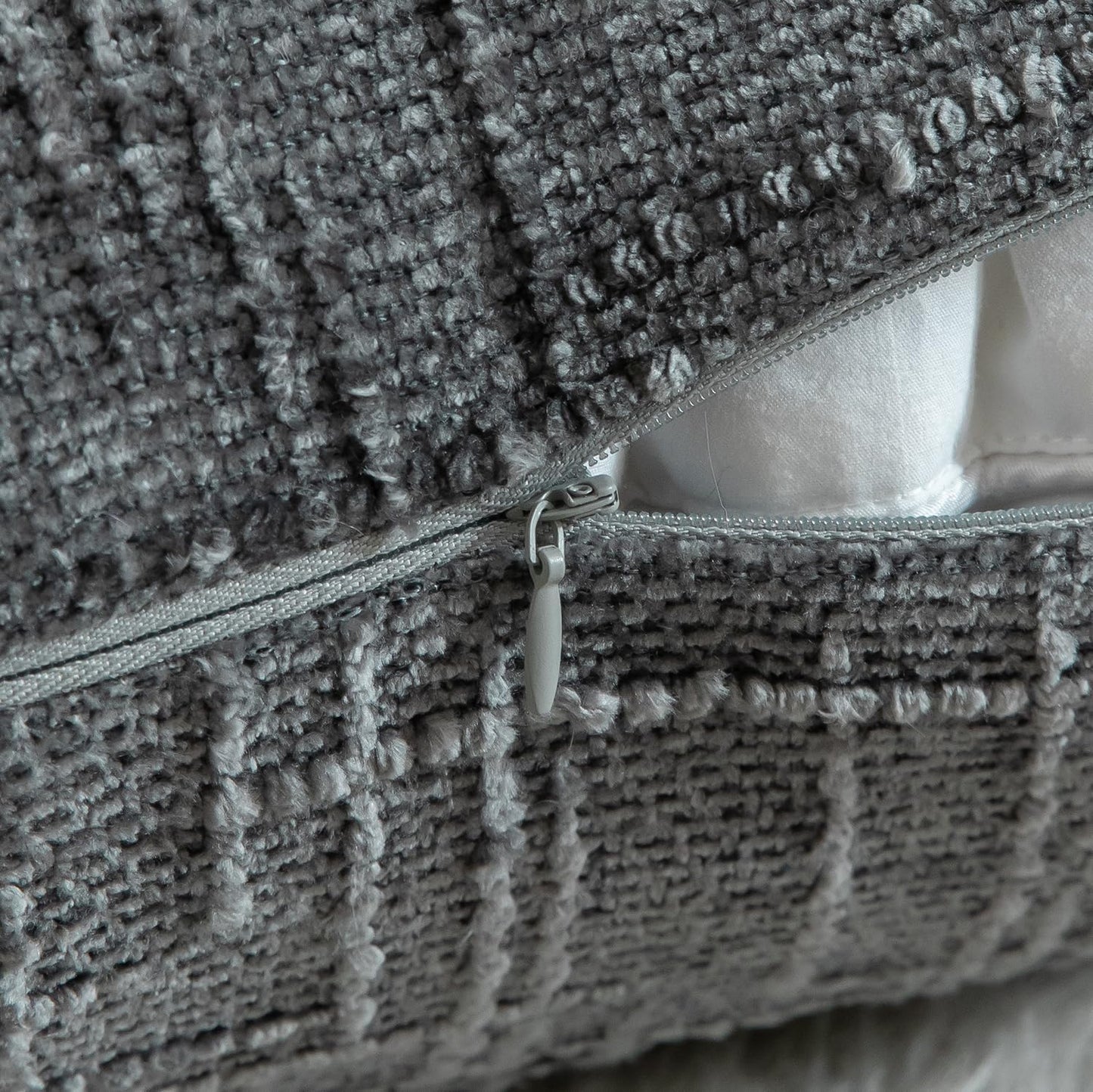 MANDIOO Pack of 2 Soft Chenille Textured Throw Pillow Covers Square Accent Solid Decorative Cushion Cover Cozy Farmhouse Pillow Case for Couch Sofa Bed Living Room 24x24 Inch Dark Gray