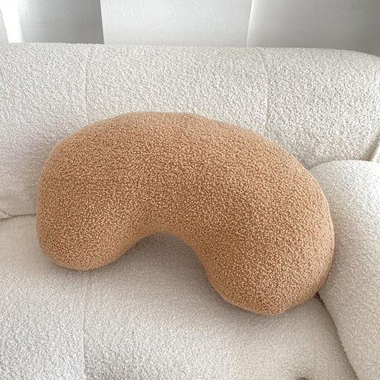 Khaki Cashew Shaped Plush Pillow,Cute Soft Waist Rest Cushion,Home Decorative Throw Pillow Used to Add Comfort and Style to A Couch,Sofa,Or Living Room.