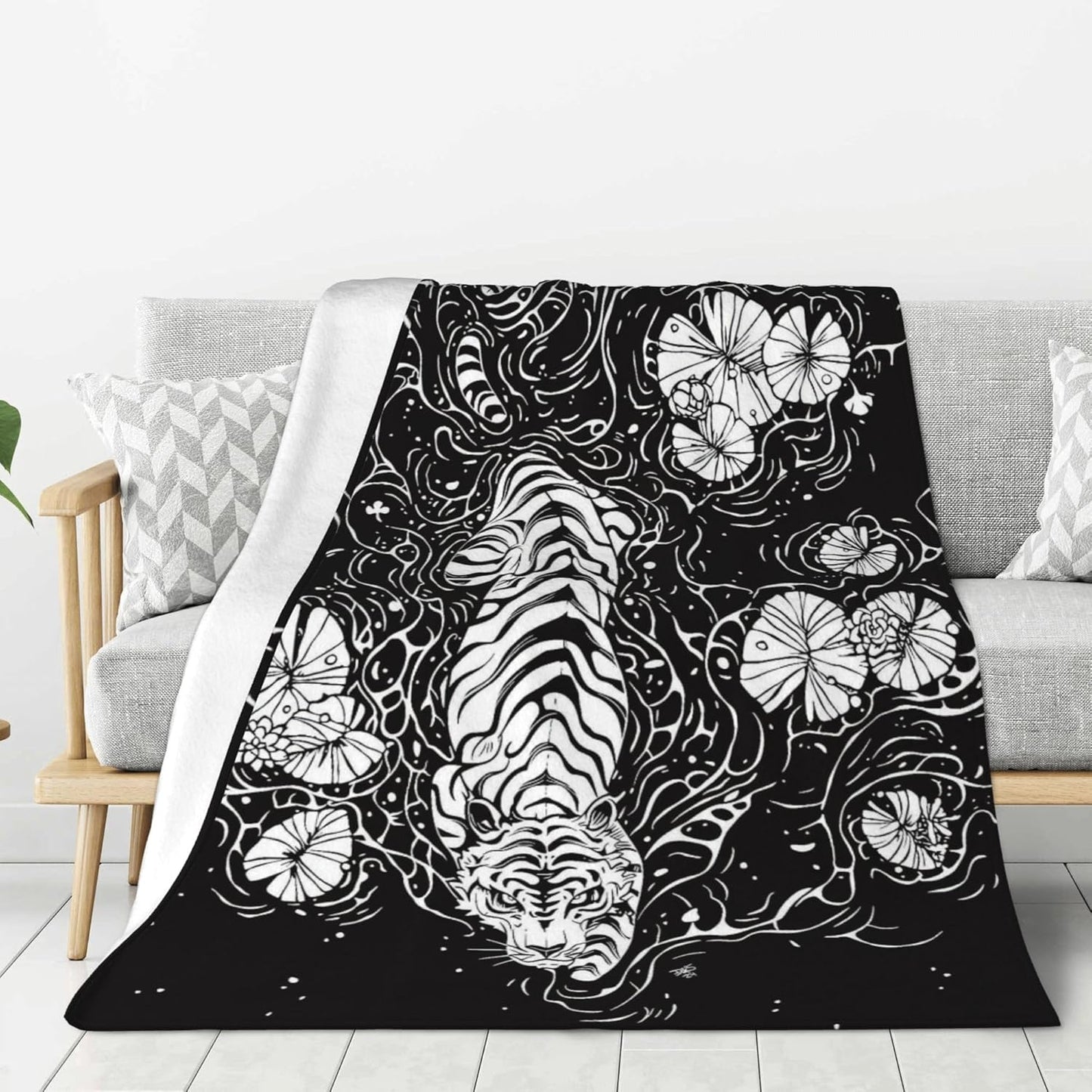Cool Tiger Throw Blanket, Fuzzy Blanket, Ultra Soft Cozy Flannel Throw Blankets Lightweight Fleece Blankets for Bed Couch Sofa 60"×80"