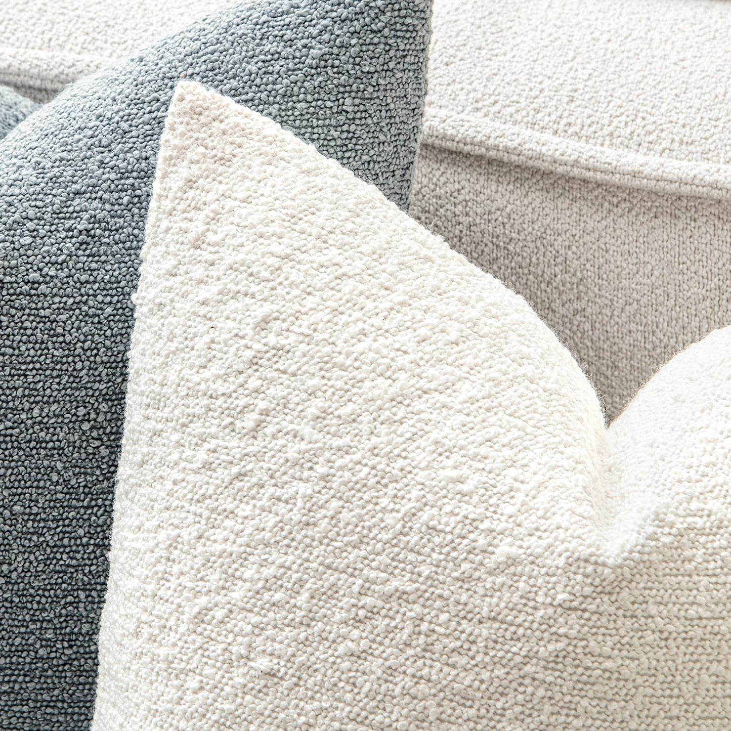 MIULEE 26x26 Decorative Euro Sham Throw Pillows for Bed Set of 2 Textured Boucle Neutral Winter Throw Pillow Covers White Accent Solid Vintage Pillowcases Sofa Livingroom Home Decor