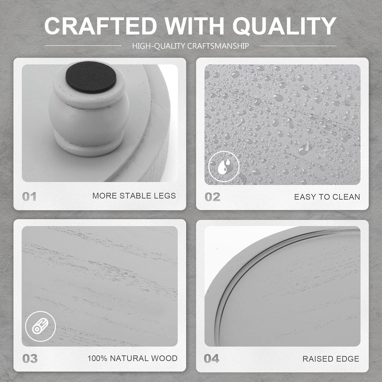 EOSAHR Modern Wooden Risers for Display: Farmhouse Pedestal Stand for Home, Kitchen and Bathroom Counter Decor - Stylish Round Waterproof Decorative Tray for Organize Soap, Sink, Jewelry (Gray)