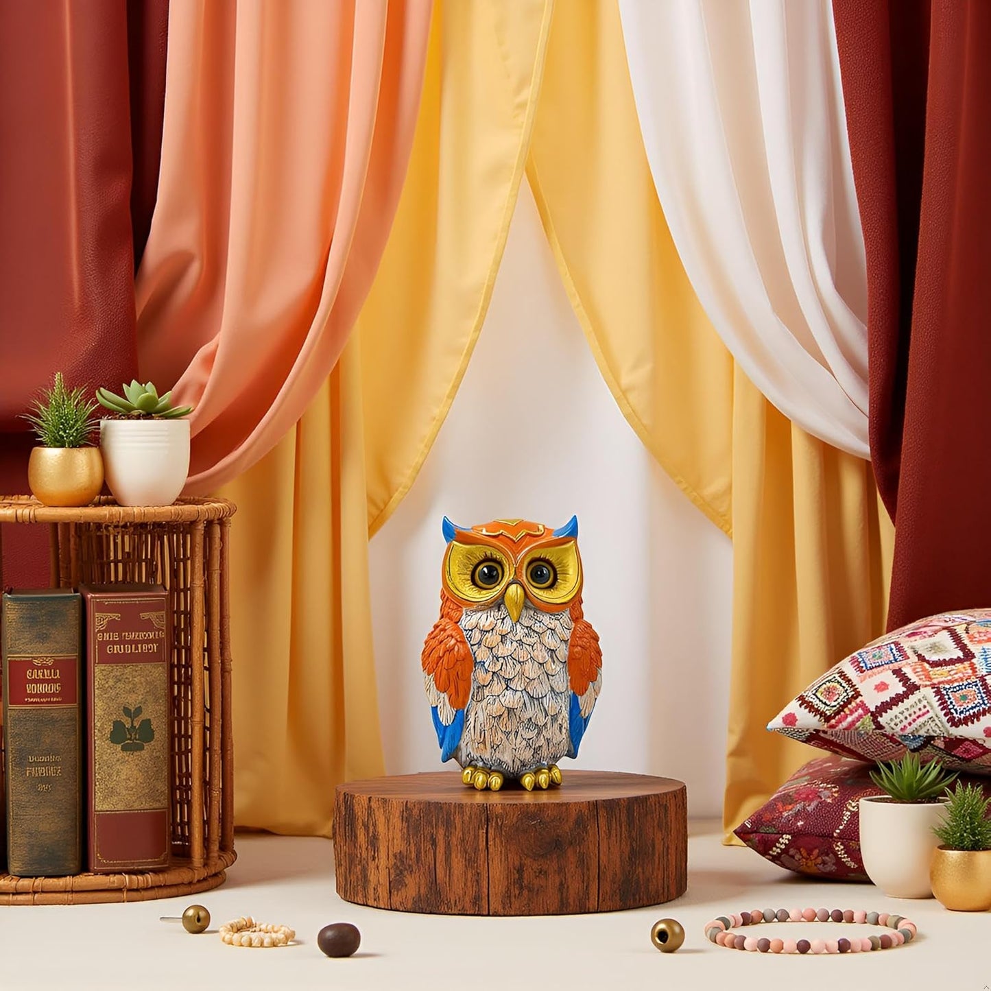 Cute Owl Figurine - Decorative Resin Statue with Gold Accents, 4.9 Inch Small Animal Decor for Home, Office, Kids Room, Gift for Owl Lovers