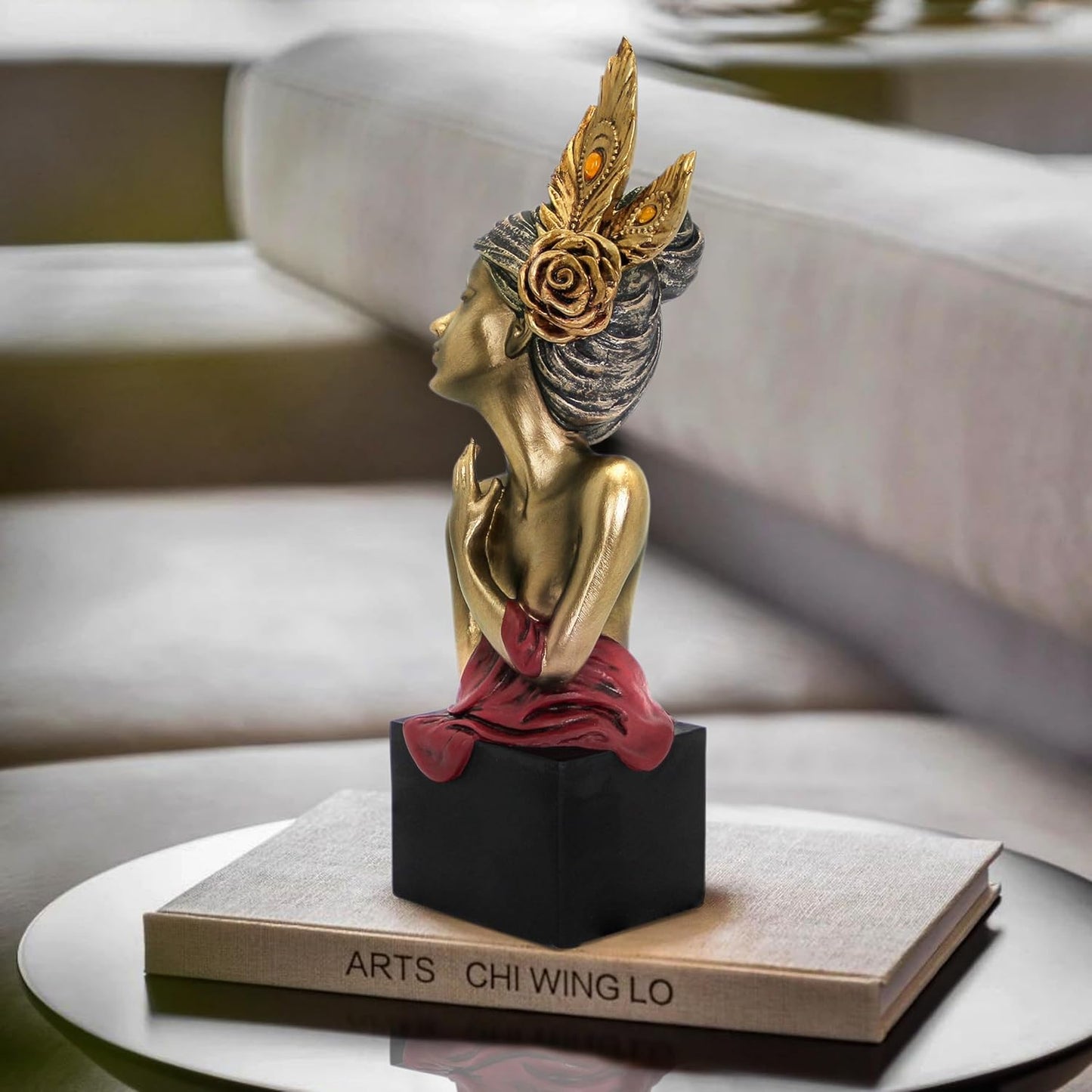 Leekung Modern Women Bust Statue for Home Deacorations,Gold Head Sculpture for Modern Aesthetic Decorations,Gold Home Decor Statues and Sculptures,Shelves Decor for Bathroom Office,Housewarming Gifts