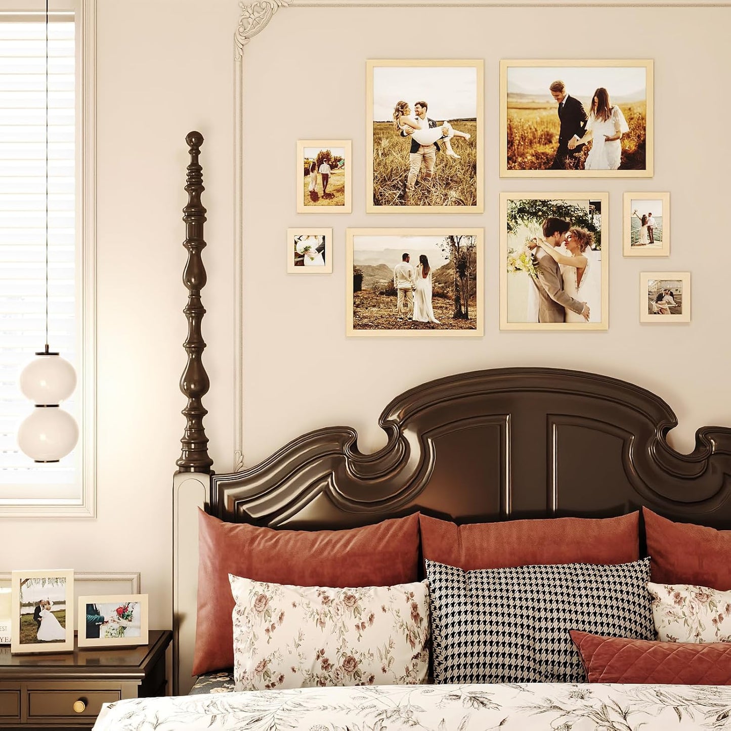 Egofine Picture Frame Set 10 Pack, Picture Frames Collage Wall Decor with Two 12x16,Two 11x14,Two 5x7,Two 4x6,Two 4x4 for Wall and Tabletop, Made of Solid Wood, Covered by Plexiglass, Natural Wood