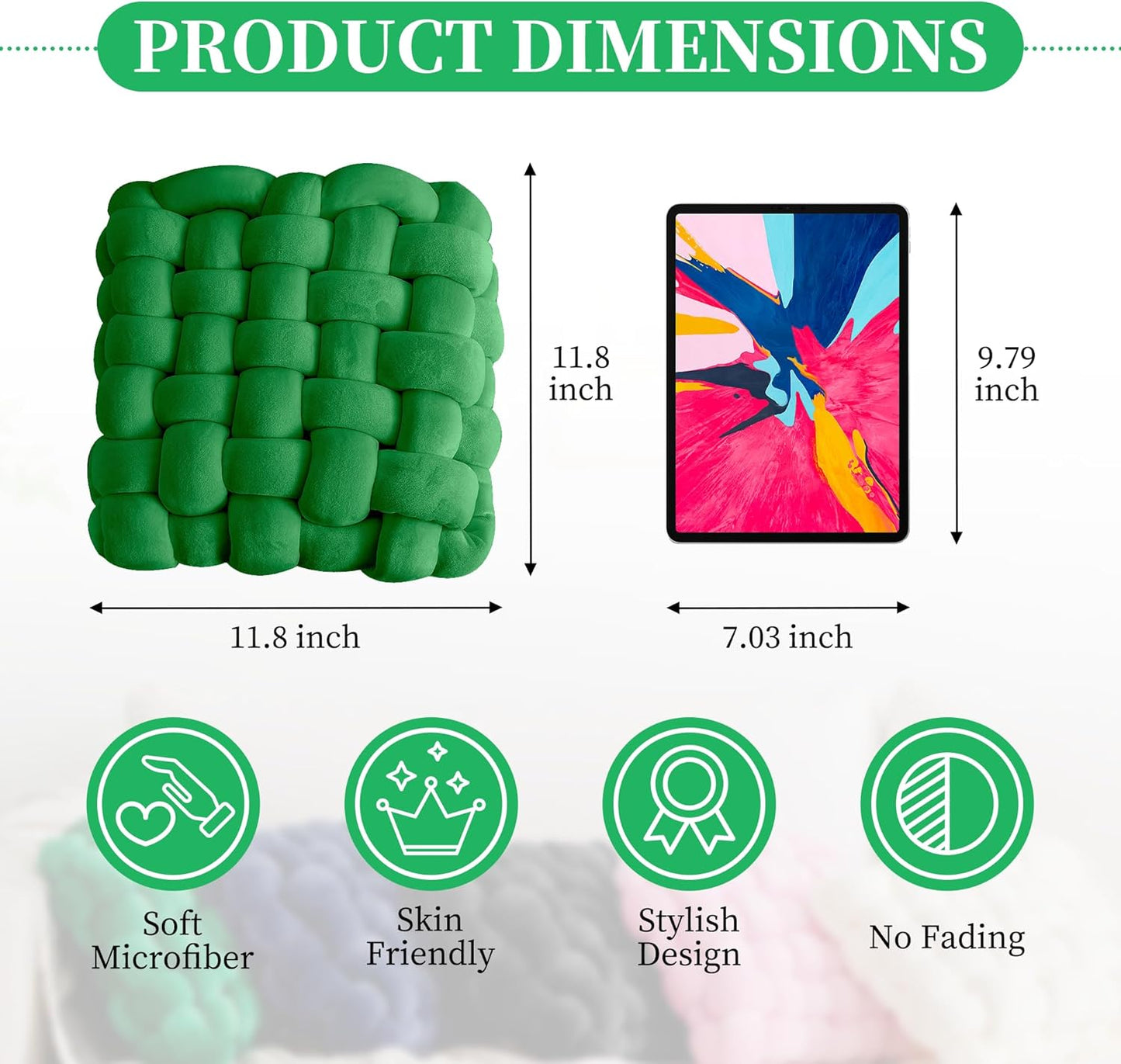 JELLYMONI Green Square Knot Throw Pillow, Small Size Home Decorative Pillow, Decorative Ins Throw Pillow, Soft Velvet Knotted Decor for Room and Couch (S- 11.8"×11.8"×3.5", Green)