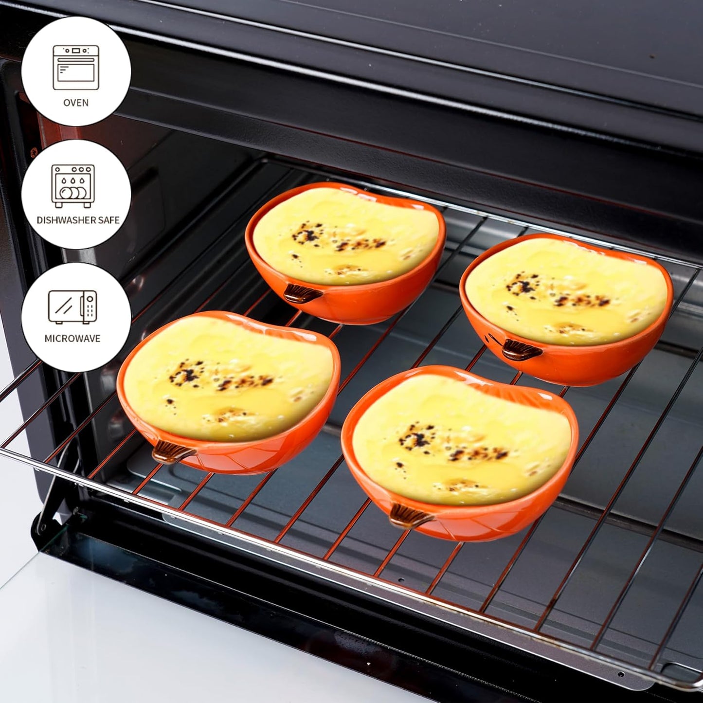 Kolewo4ever 12 Pieces Pumpkin Ramekins Thanksgiving Ramekins Ceramic Bowls Pumpkin Bowl 6 oz Oven Safe Ramekin for Thanksgiving Serving Dip, Sauce, Condiments,Snack