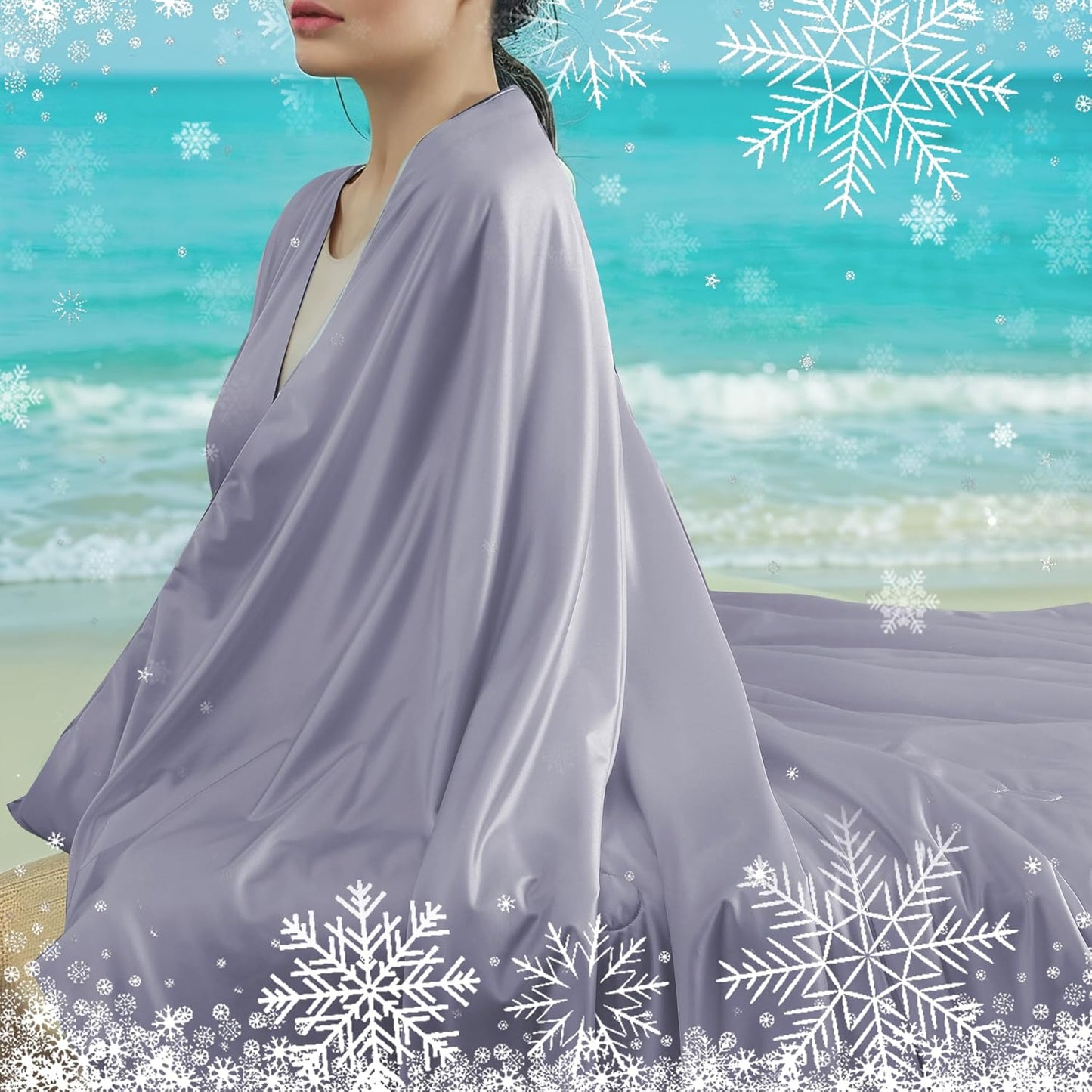 Cooling Blanket Twin Summer Comforter for Hot Sleepers, Silky-Soft & Cool Fiber, Double-Sided Cold Blanket for Night Sweats, Single Size All-Season Comfort, 60" x 80", Dusty Lavender