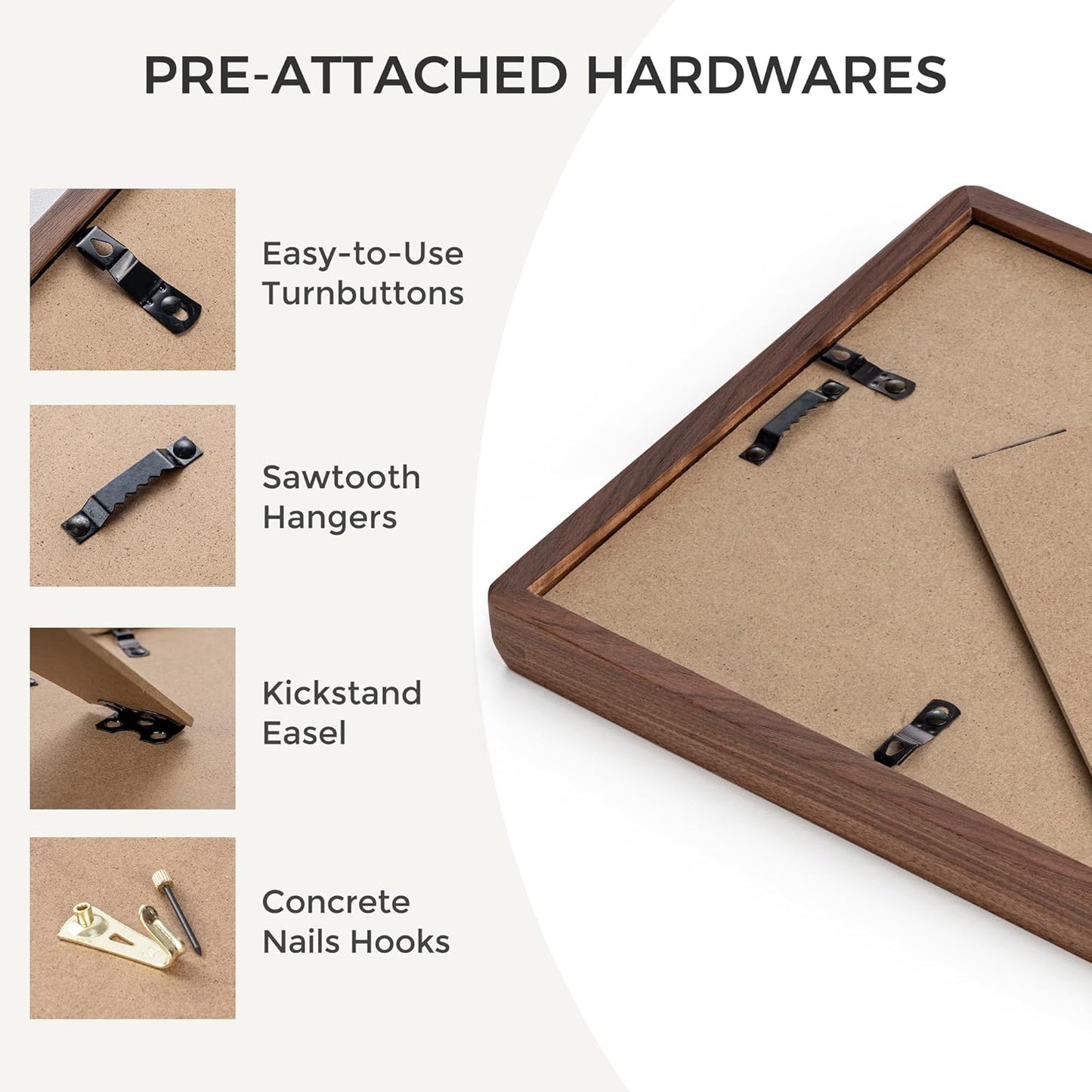 Heimlove 4x6 Picture Frames Natural Walnut,Original Wood Hand Make Crafted Photo Frame with Mat to 3 x 5 Graduation Picture Display,Family Picture,Wedding Picture Tabletop & Wall Decoration