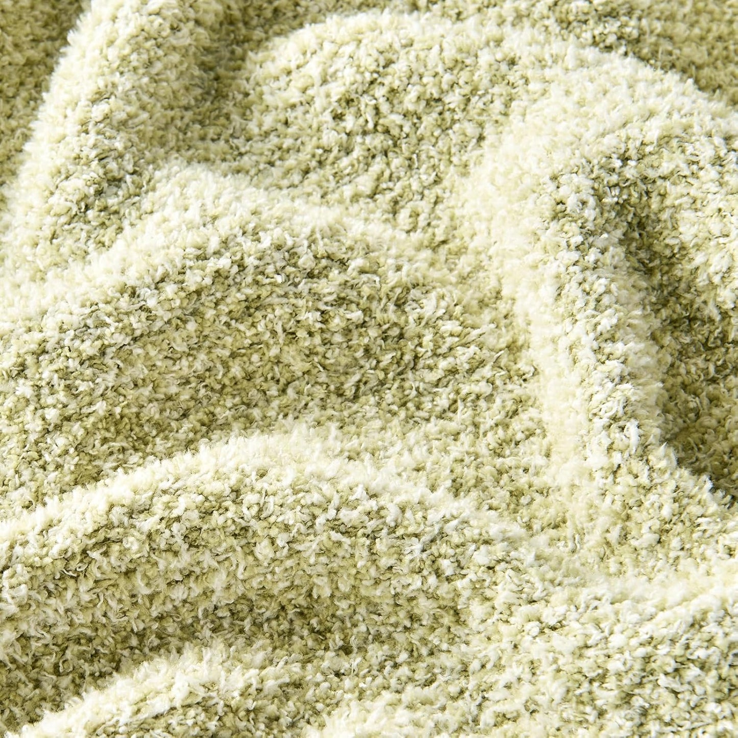 CozeCube Super Soft Fullfy Microfiber Reversible Knitted Blankets, Warm Cozy Fuzzy Plush Throw, Sage Green and White Melange Throw Blanket for Couch Bed Sofa, 50" x 60"