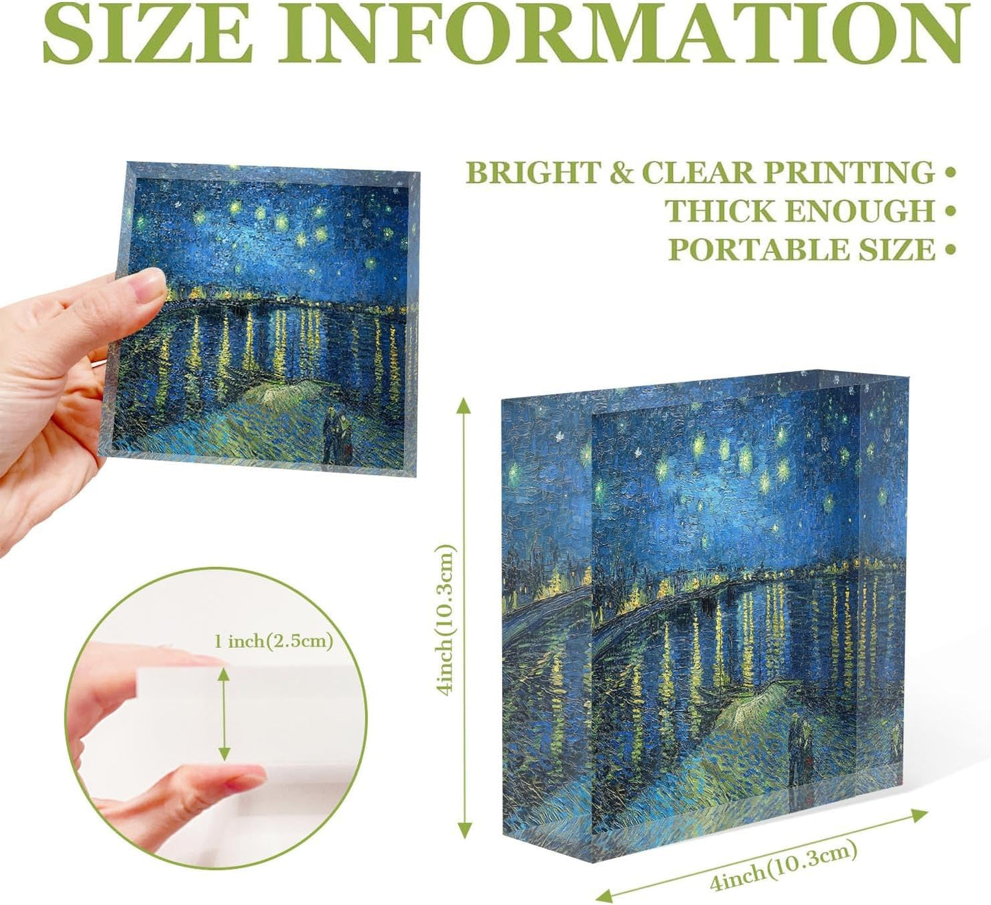 Clear Acrylic Decor Night View of The Rhone River Valentine's Day Present - Housewarming Presents - Presents for Mom,Sisters and Friends Positive Wall Plaque 4'' x 4''