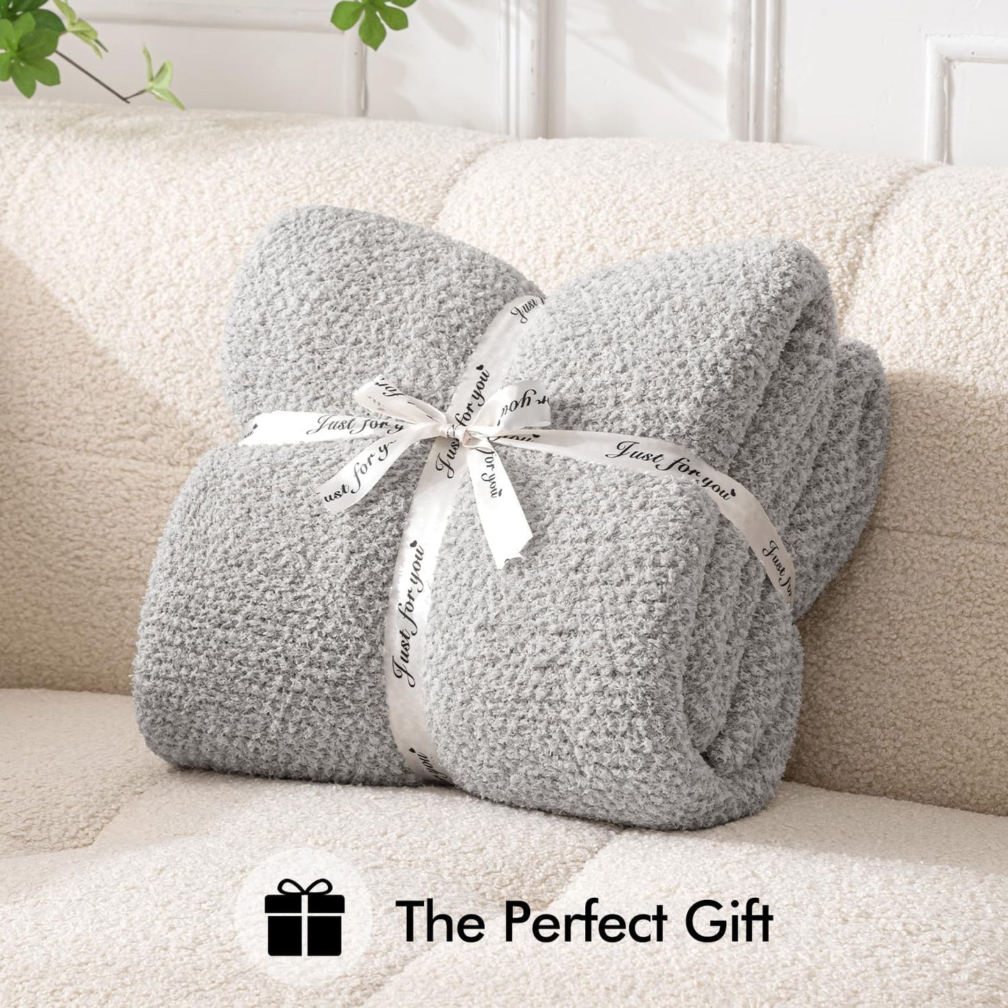 MIULEE Light Grey Super Soft Throw Blanket for Couch, Cozy Fluffy Warm Throws Knit Blankets for Sofa, Bed, Chair, Living Room, Camping, Picnic, 50 x 60 inch