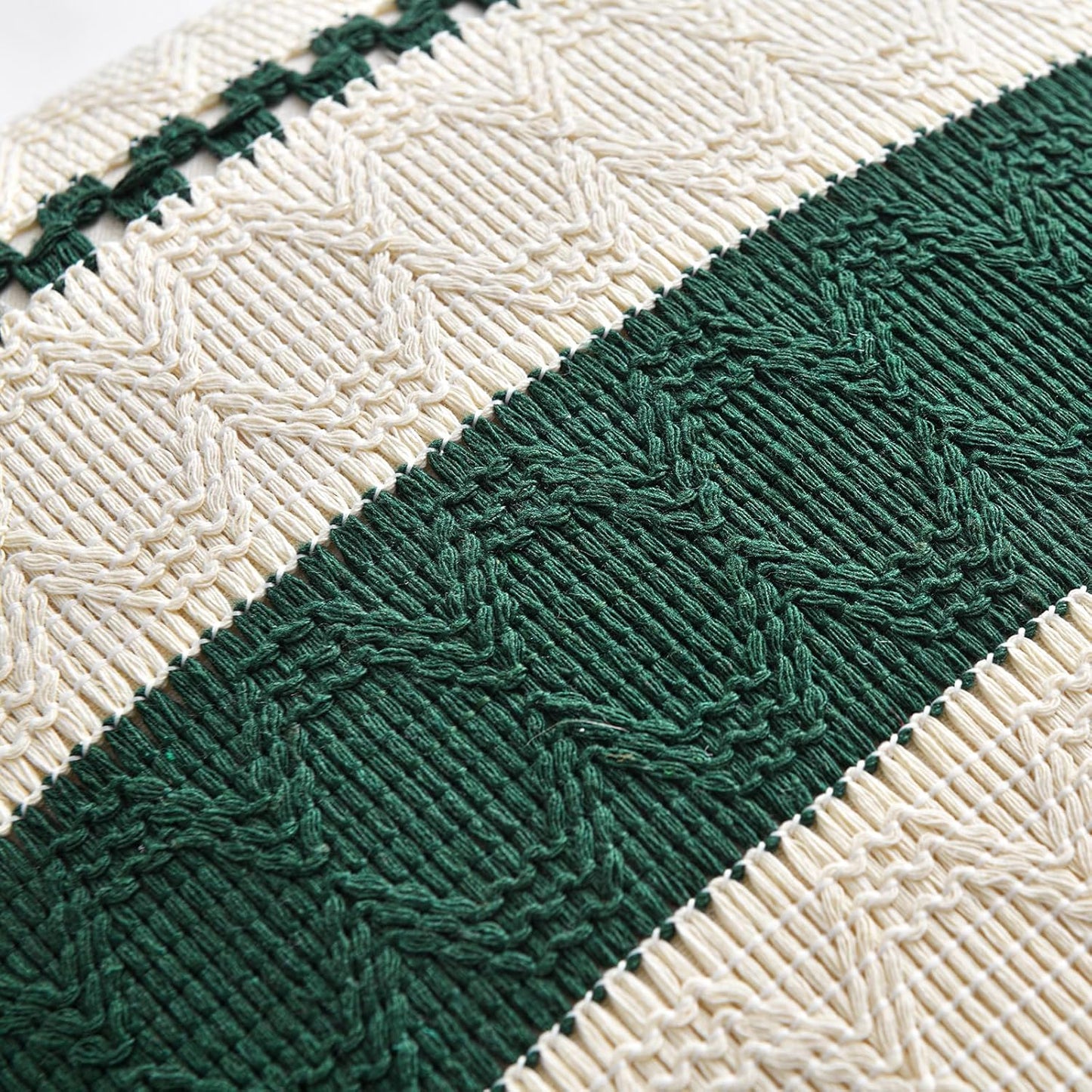 Fancy Homi Set of 1 Dark Green Boho Decorative Throw Pillow Covers 18x18 Inch for Couch Bed Sofa Bedroom Indoors, Modern Farmhouse Vintage Forest Green Living Room Decor