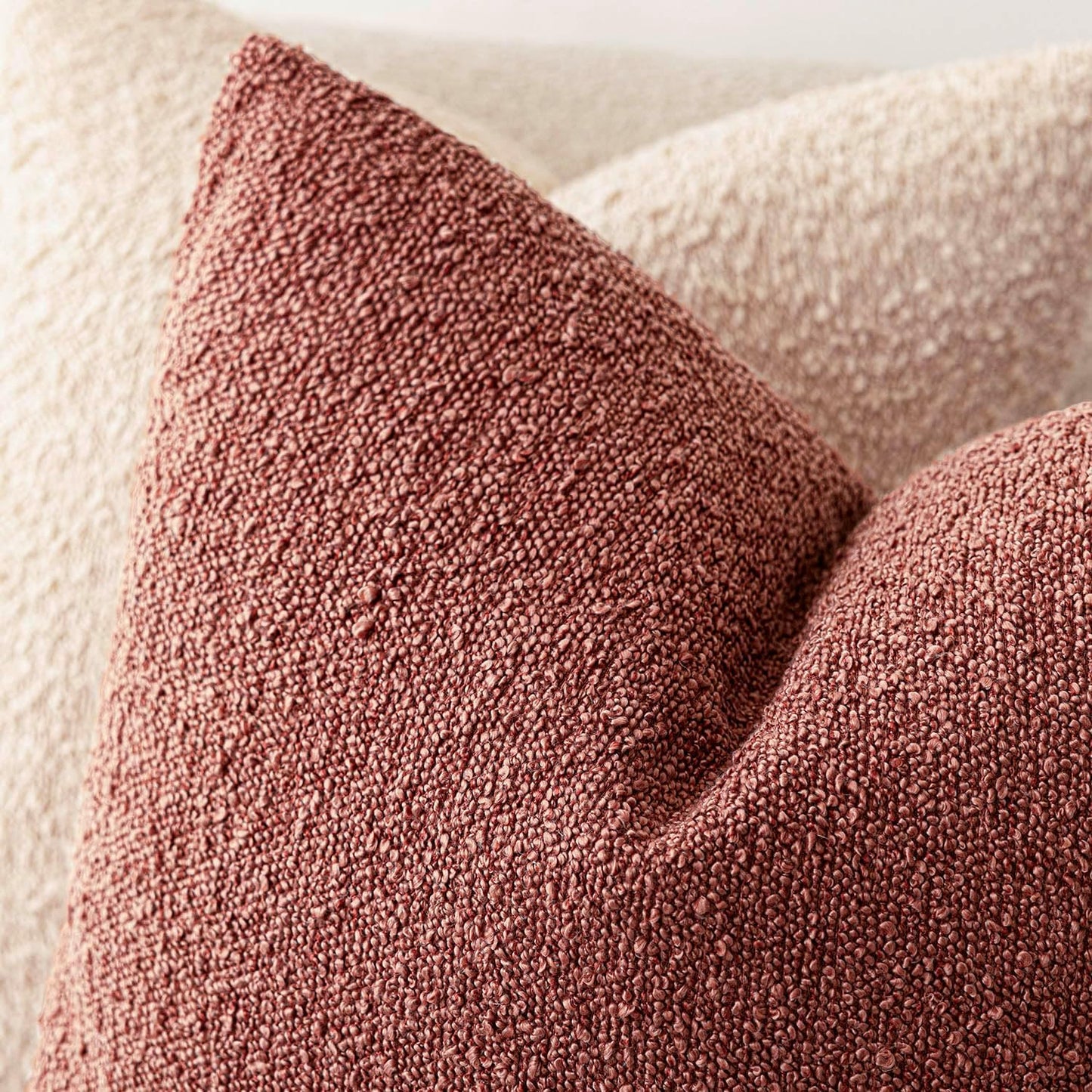 Foindtower Pack of 2, Decorative Textured Boucle Throw Pillow Covers Accent Solid Pillow Cases Soft Cozy Couch Cushion Case for Chair Sofa Bedroom Living Room Home Decor 16x16 Inch Orange Rust Red