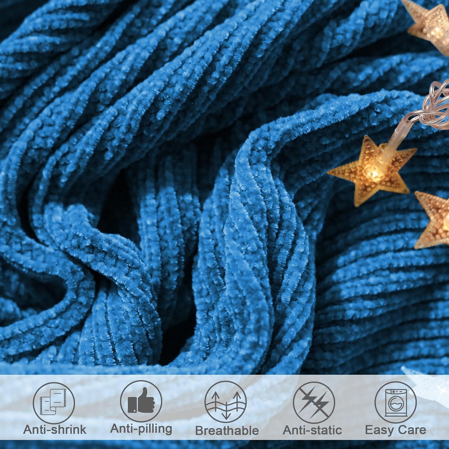 lifein Throw Blanket for Couch, Soft Boho Decor Bed Throw,Cozy Washed Blue Knitted Chenille Small Farmhouse Lightweight Throw (Washed Blue,50 * 60")