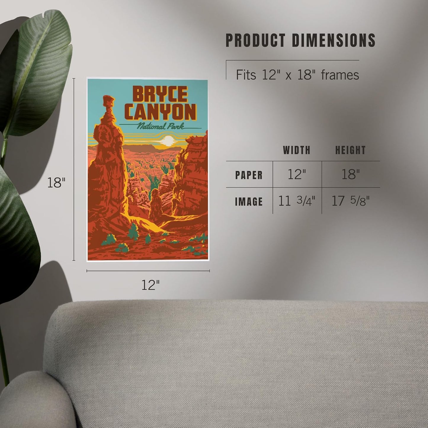 Lantern Press 12x18 Inch Art Print Wall Decor, Bryce Canyon National Park, Utah, Explorer Series, Bryce Canyon