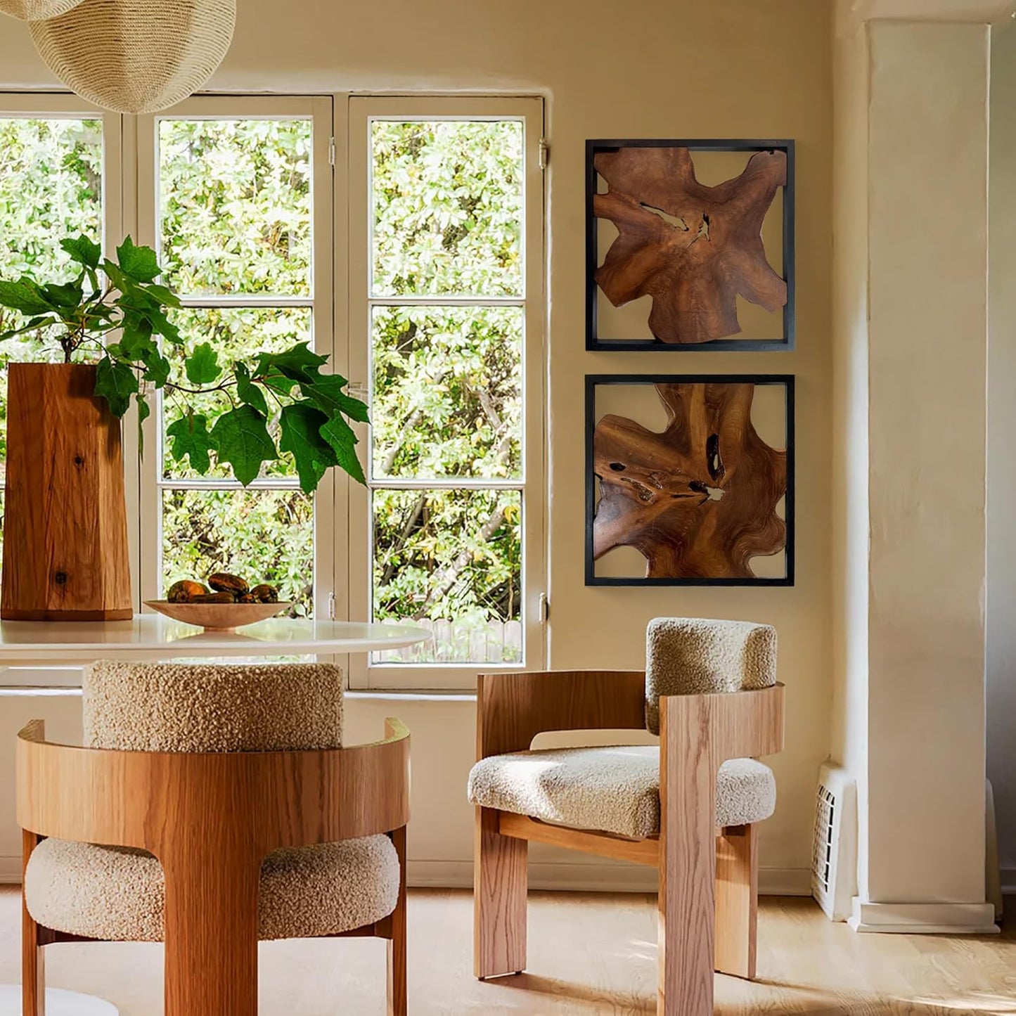 Greenage Teak Wood Wall Decor 27.5"x27.5"x2.4" Wall Hanging Decoration for Home Living Room Bedroom Office