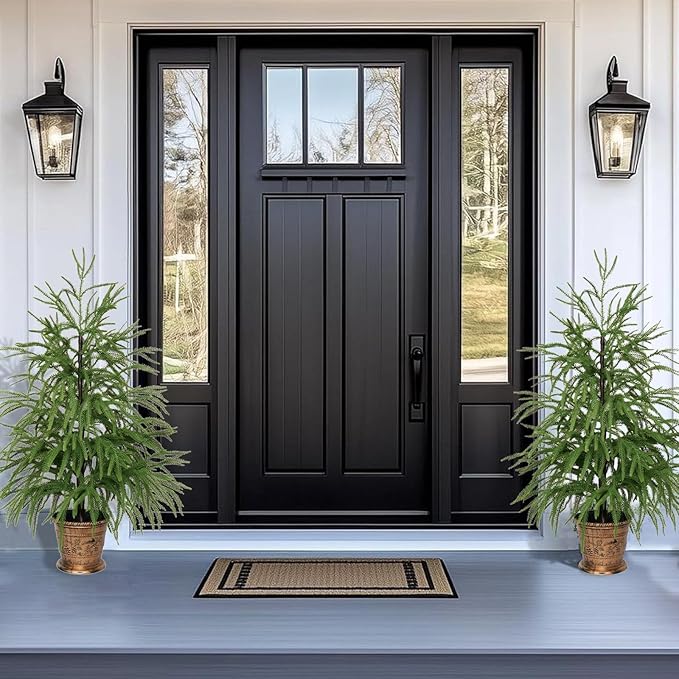 XmasExp 3ft Norfolk Pine Tree Artificial Faux Potted Real Touch Christmas Tree for Front Porch Indoor Outdoor Decor (Green)