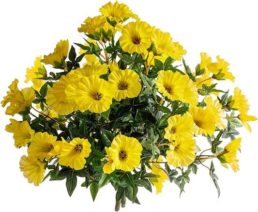 UV Resistant Artificial Petunias 4PCS Fake Flowers 13.3In Artificial Flowers for Outdoors Silk Flowers Fake Hanging Basket Plants Suitable for Outdoor Porch Decoration Patio Decor (Yellow)