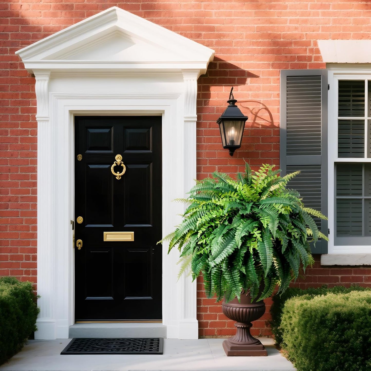 Fake Ferns Artificial Ferns for Outdoors 4Pack Large Faux Ferns UV Resistance for Outdoor Large Planter Realistic Artificial Boston Fern Plants for Garden Balcony Terrace Decor，25.6In,38Leaves