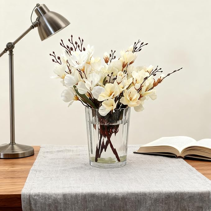 Cup-Shaped Wide Mouth Glass Vase - 7.5" Tall Transparent, Ideal for Fresh Flowers/Floating Tealights, Home Display (Living Room/Bedroom), Wedding Centerpieces & Holiday Decor