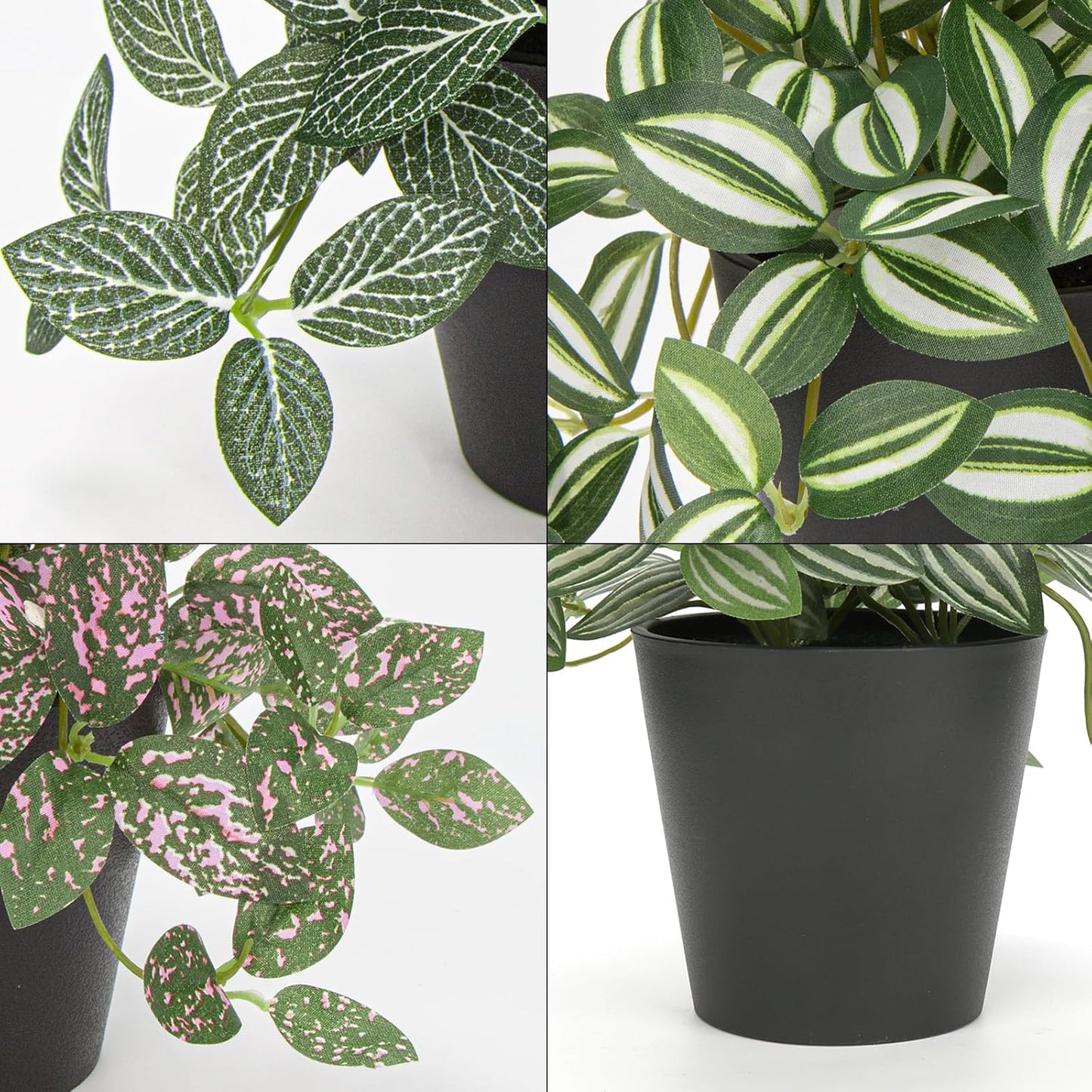 Hollyone Fake Plants 3 Packs Artificial Plants Indoor Faux Plants with Black Plastic Pot Small Fake Potted Plant for Home Aesthetic Living Room Bathroom Desk Shelf Office Decor