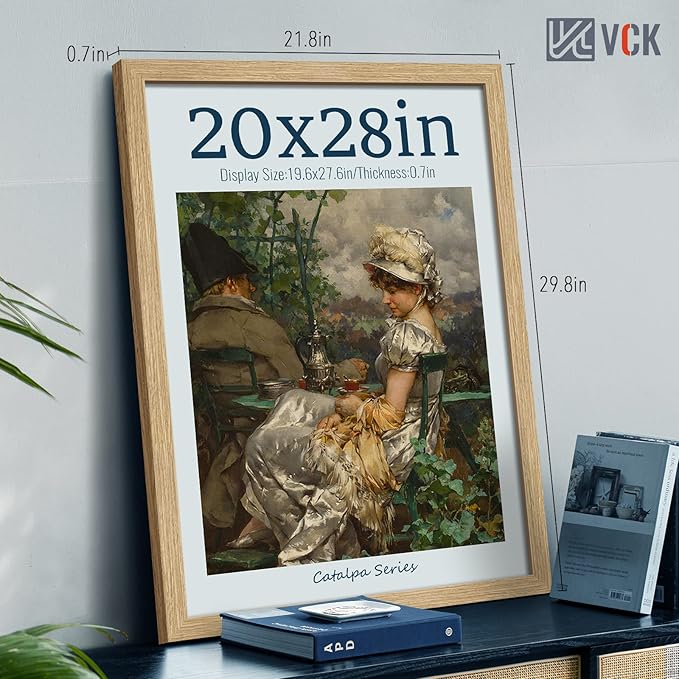 VCK 20x28 Poster Frame Set of 3 - Oak, Natural Solid Wood Picture Frames, Wall Hanging