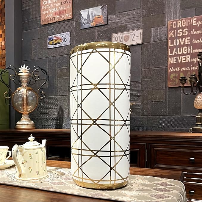 ZOEJADE Porcelain Ceramic Umbrella Stand Umbrella Holder Modern Style Floor Vase for Storing Canes Walking Sticks for Entryway Indoor 18'' High